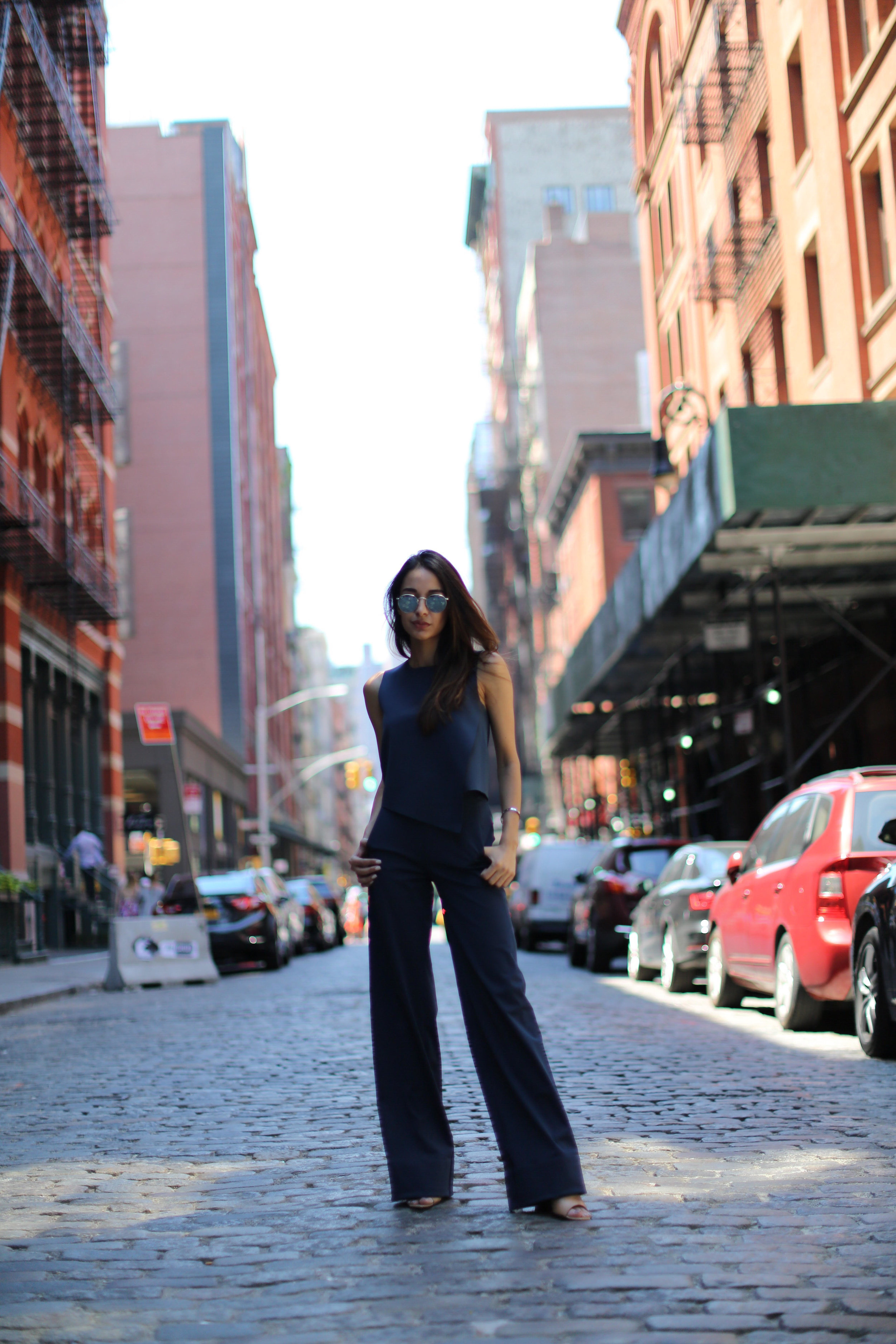 Sana: Pants & Top Lululemon Lab | Sunglasses Ray-ban Round Metal | Shoes Costume National Saman: Fringe Top Apiece Apart | Wide Leg Pant Apiece Apart 