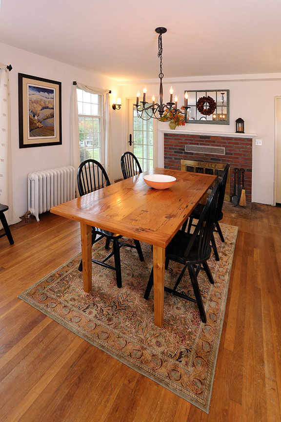 Measuring approximately 38" across and 78" long, the table seats 6 comfortably.