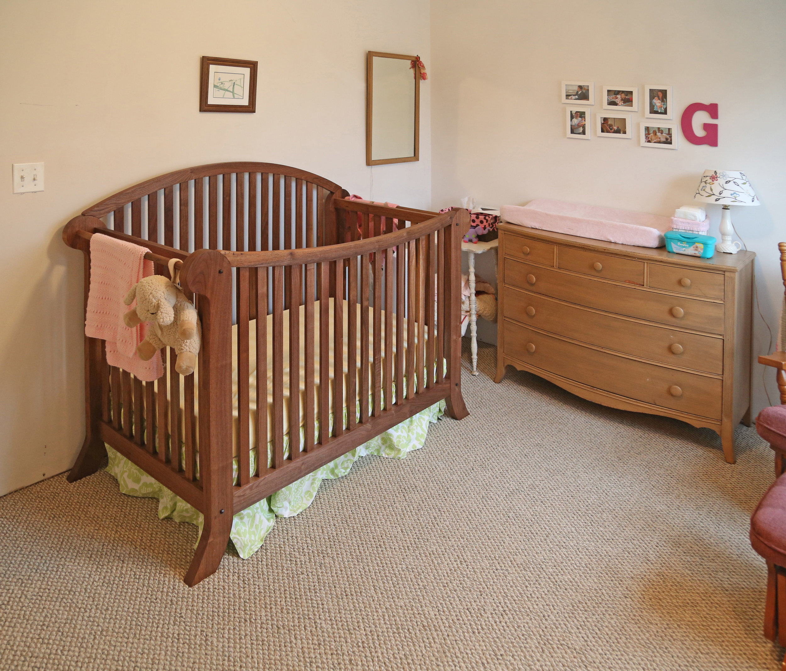  The finished crib in her nursery 