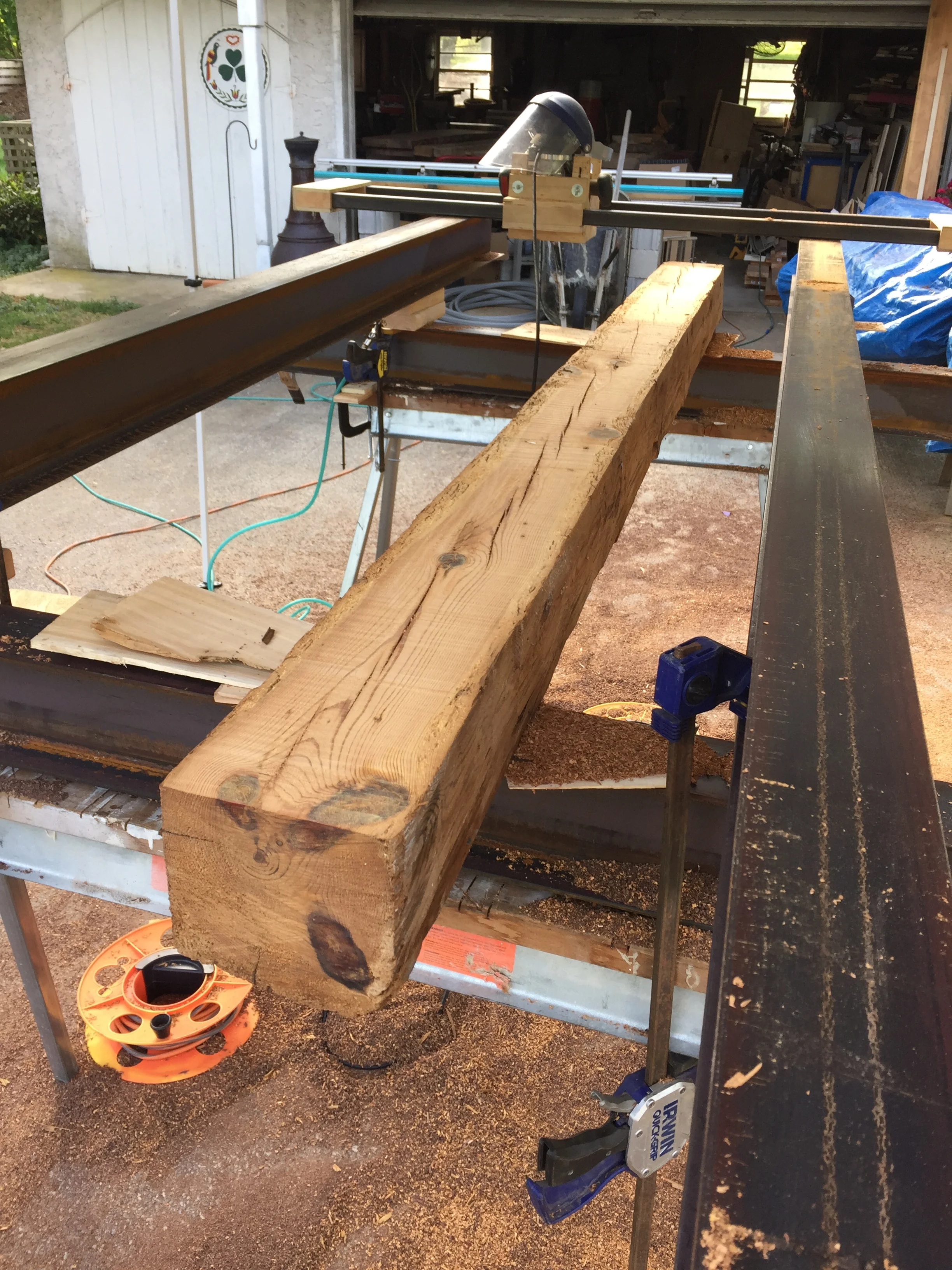  I cleaned up the back side of the beam with my router sled for ease of installation.&nbsp; 