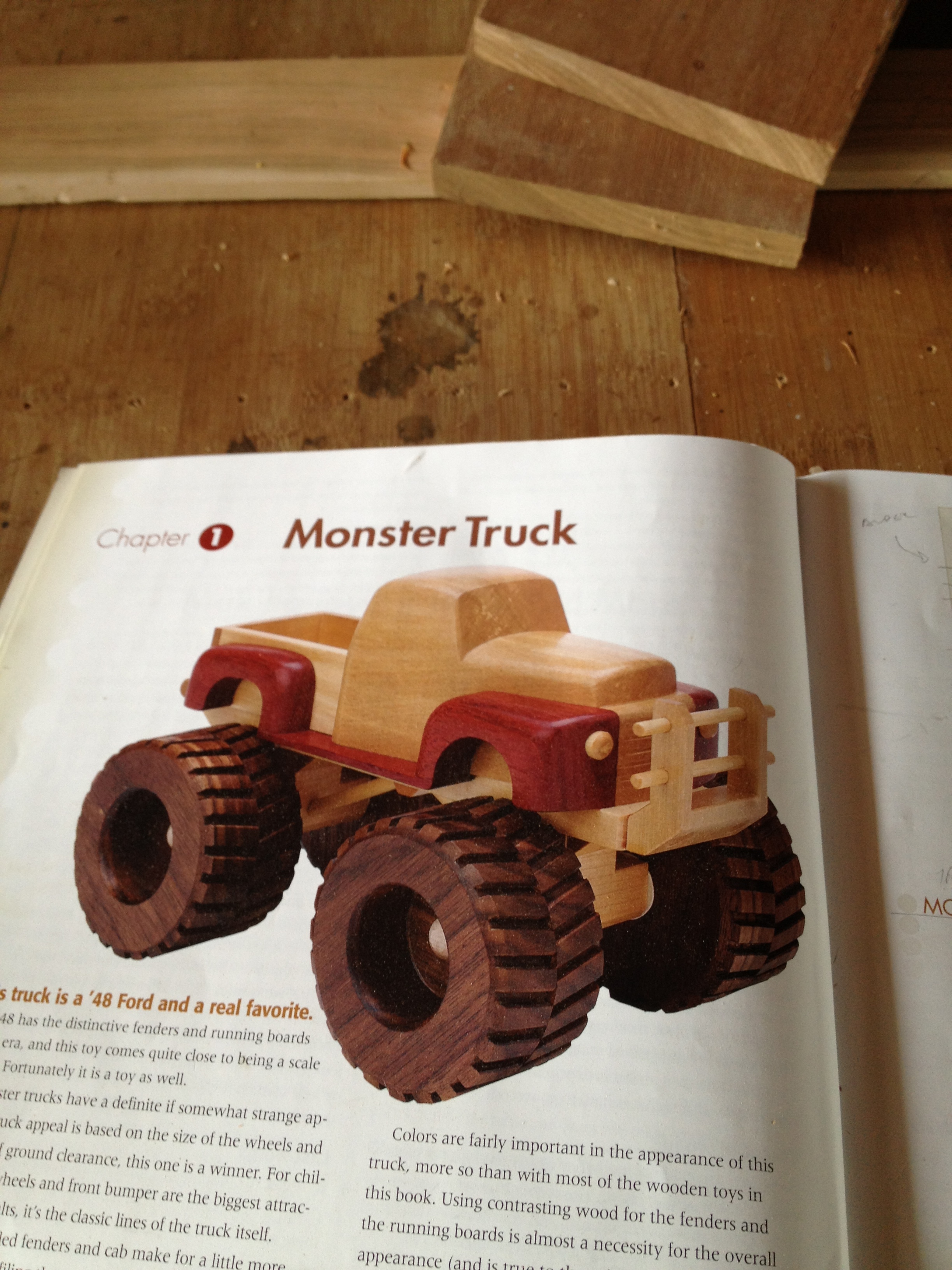  When my nephew came along I had already made a crib for his sister, so I decided to make a toy truck for him. I found this design in a book on toy building.&nbsp; 