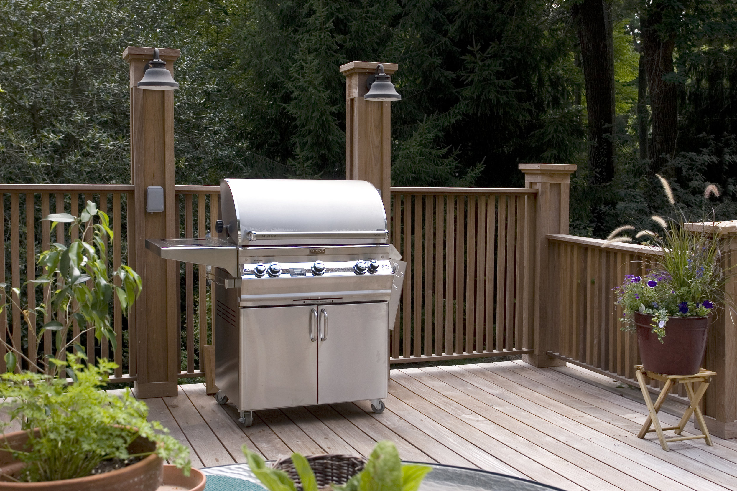  Shot of the outdoor kitchen area. Originally it was intended to have cabinets and stone countertops, but the client decided to hold off on those finishes for the time being. 