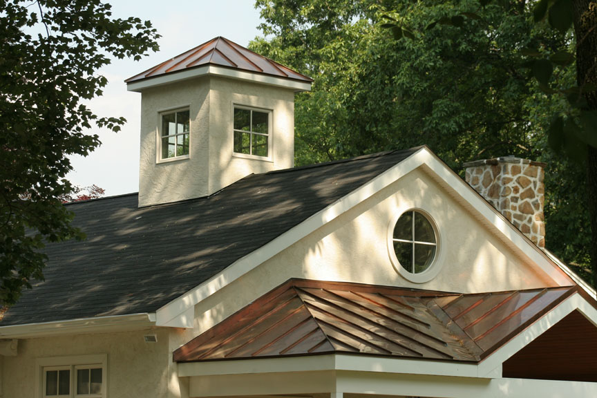  Finished shot of the copper porch roof and cupola    