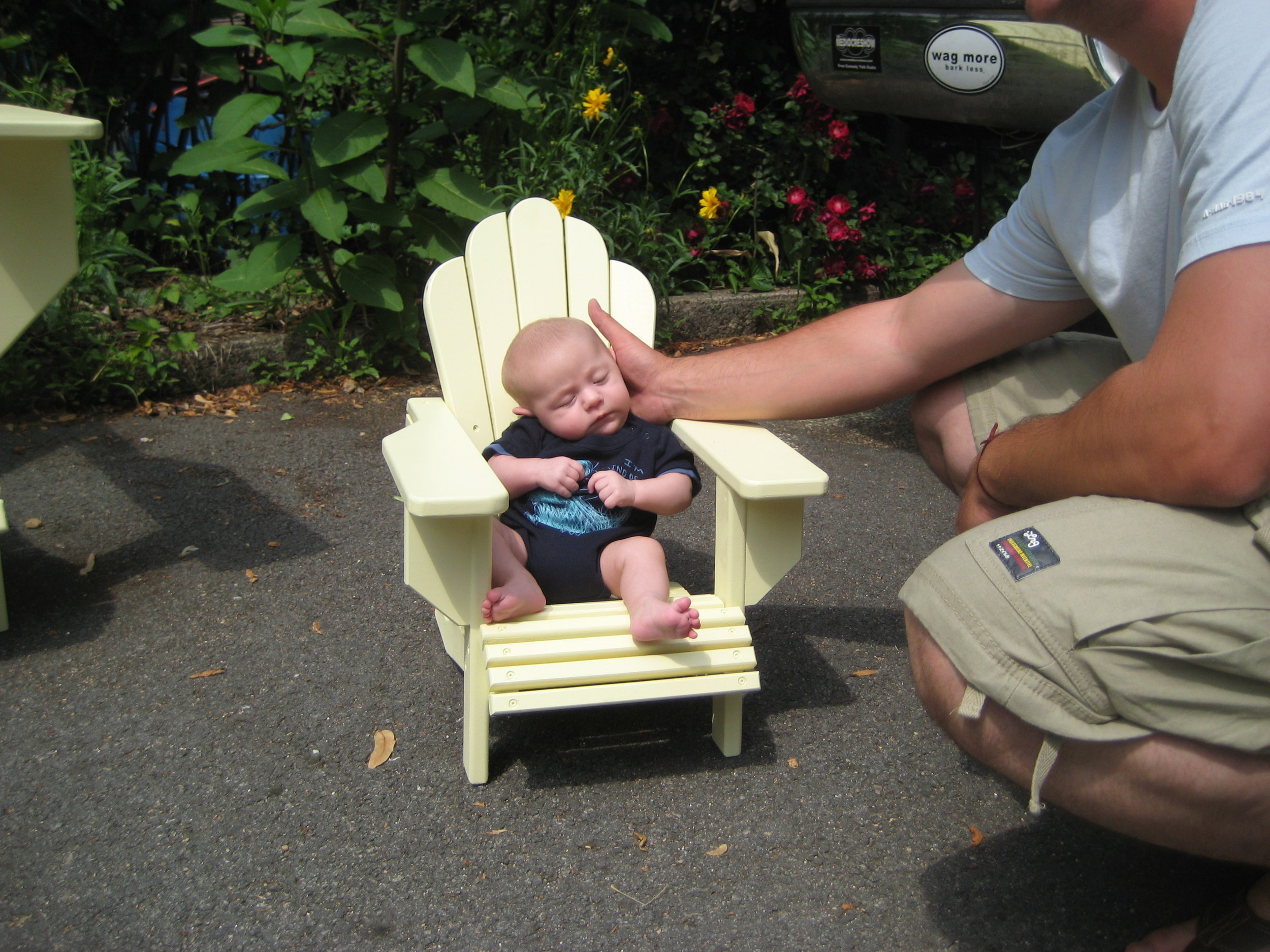  The half scale chair and its future occupant. 