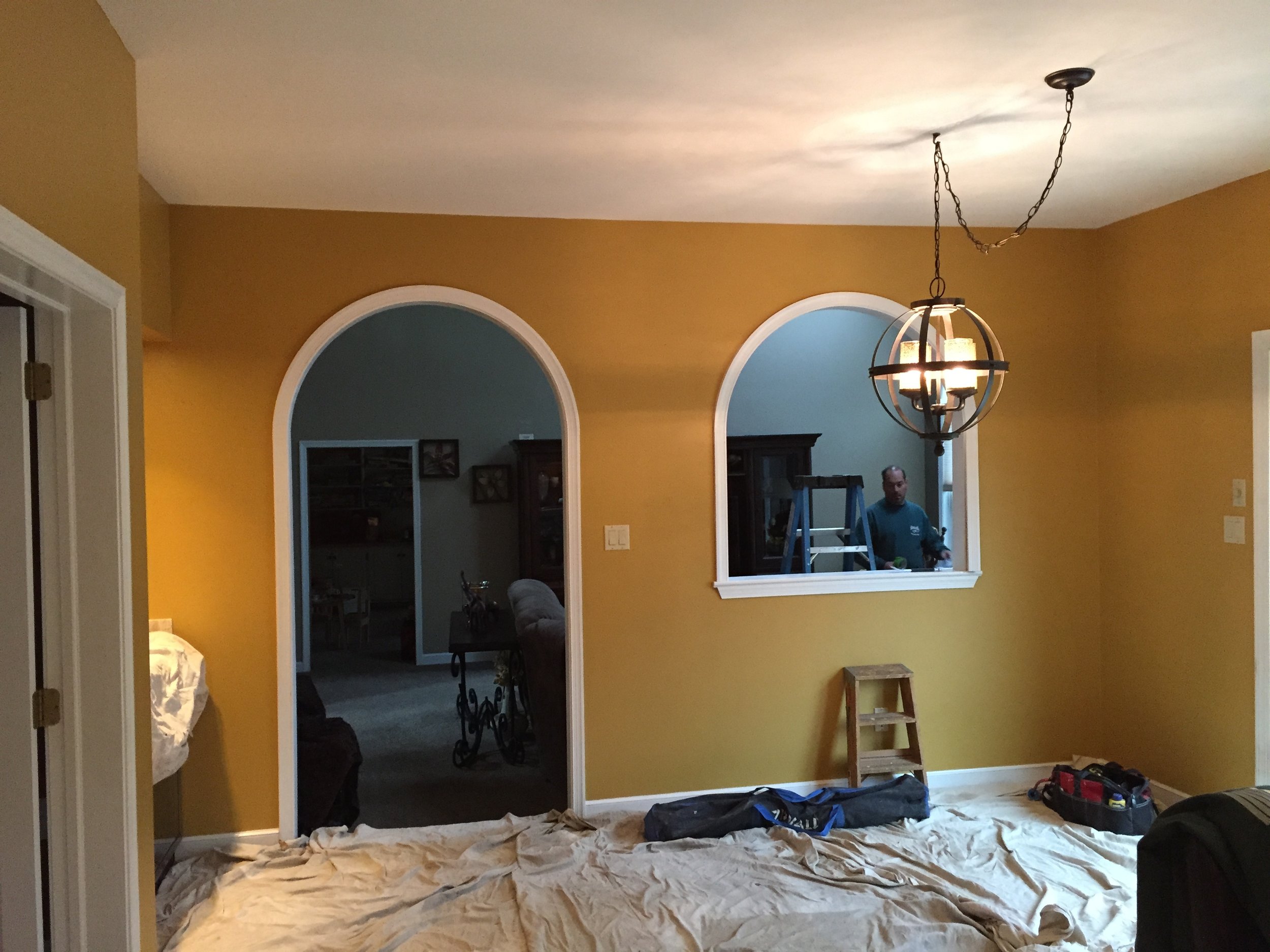  I received a call from a client for several projects they had in mind. One of those was a new dining area in their kitchen. They commissioned me to create a built-in bench, a stone accent wall, and a custom live-edge table. This is the area prior to