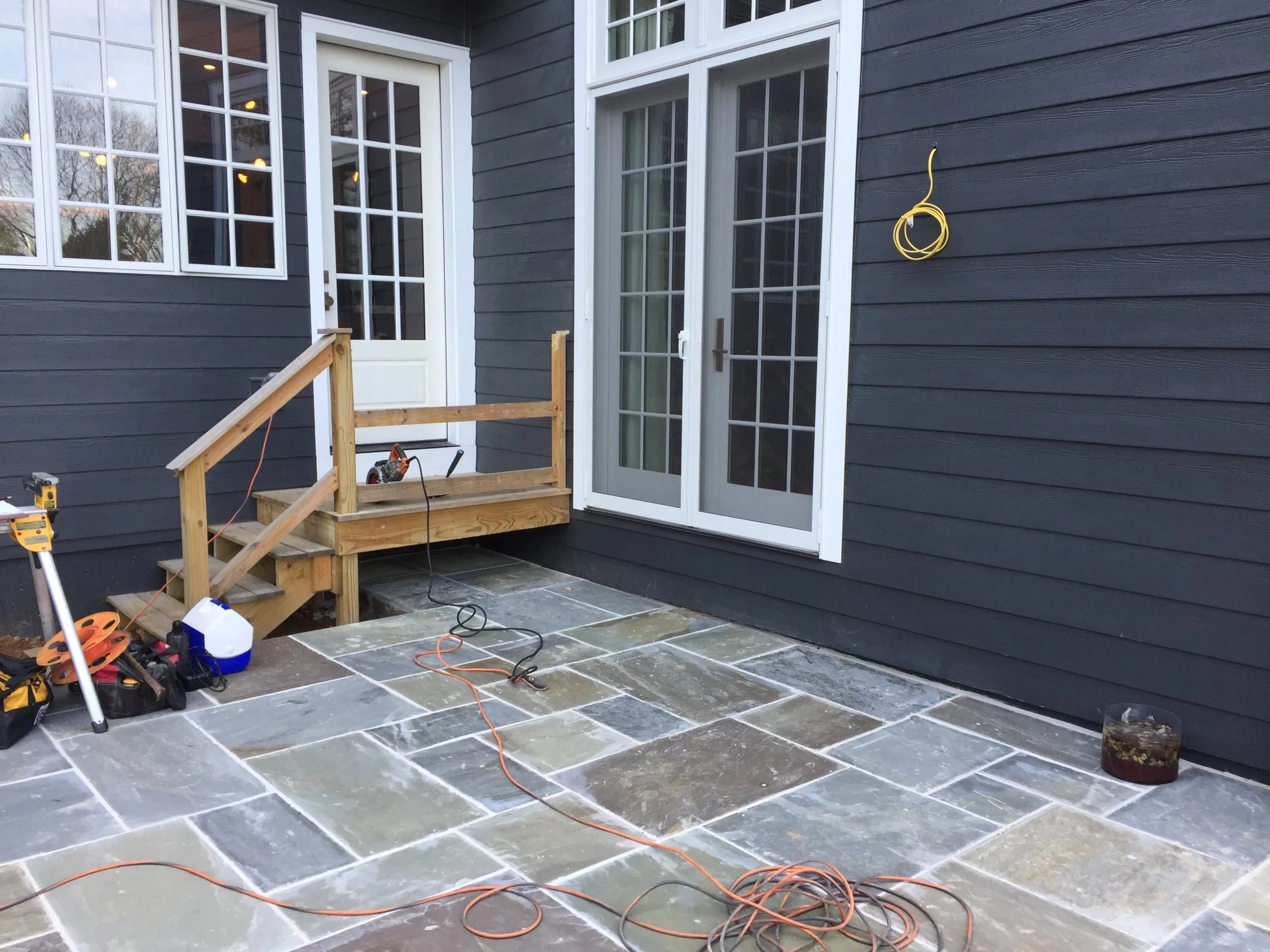  This client wanted to get rid of the rear staircase that was left over from construction on their home. I worked with them on developing a design for a small ipe deck to provide a landing area outside their doors.&nbsp; 