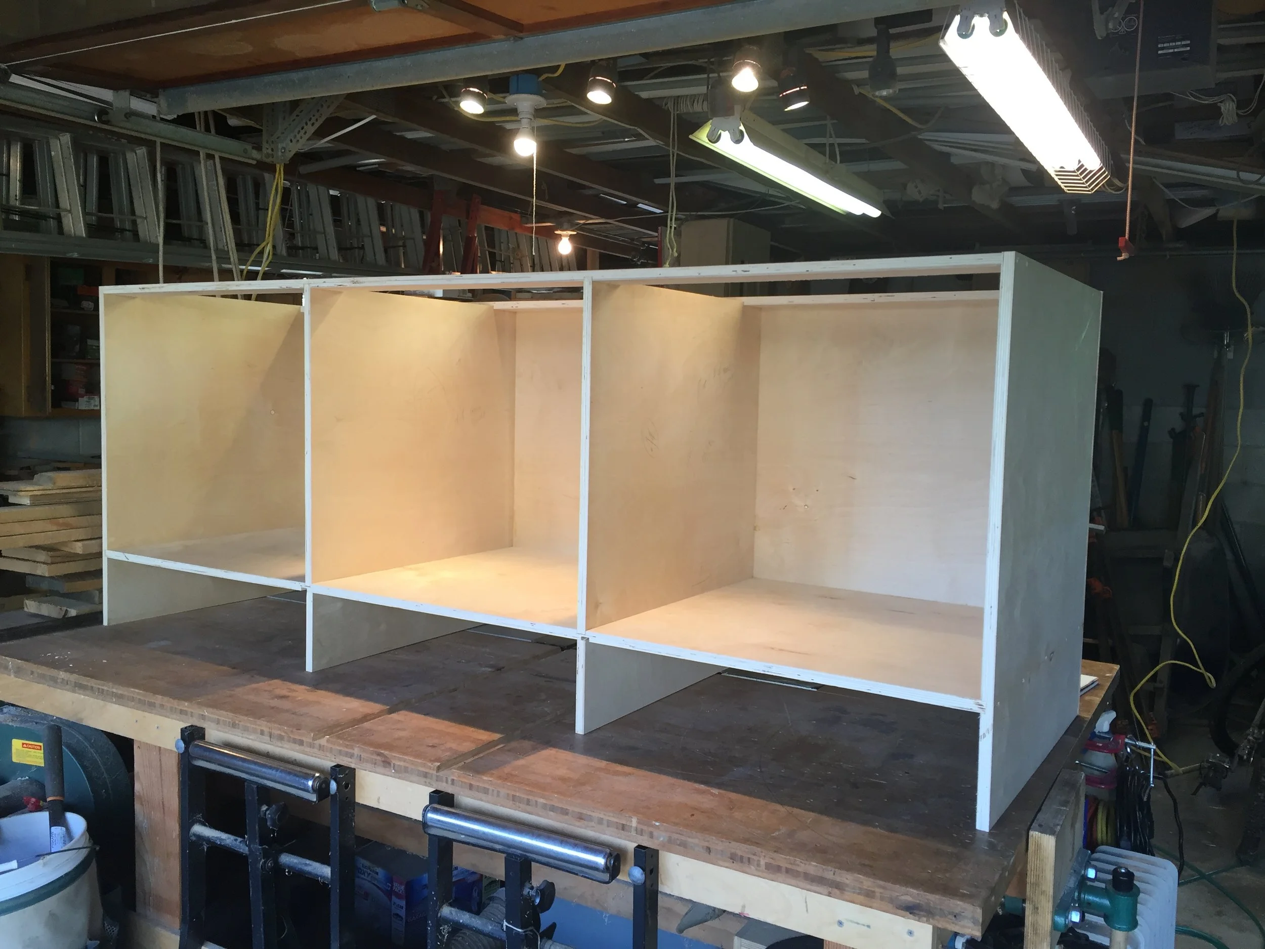  One of the assembled cases. After all the cases were finished, I began work on the drawer boxes. 