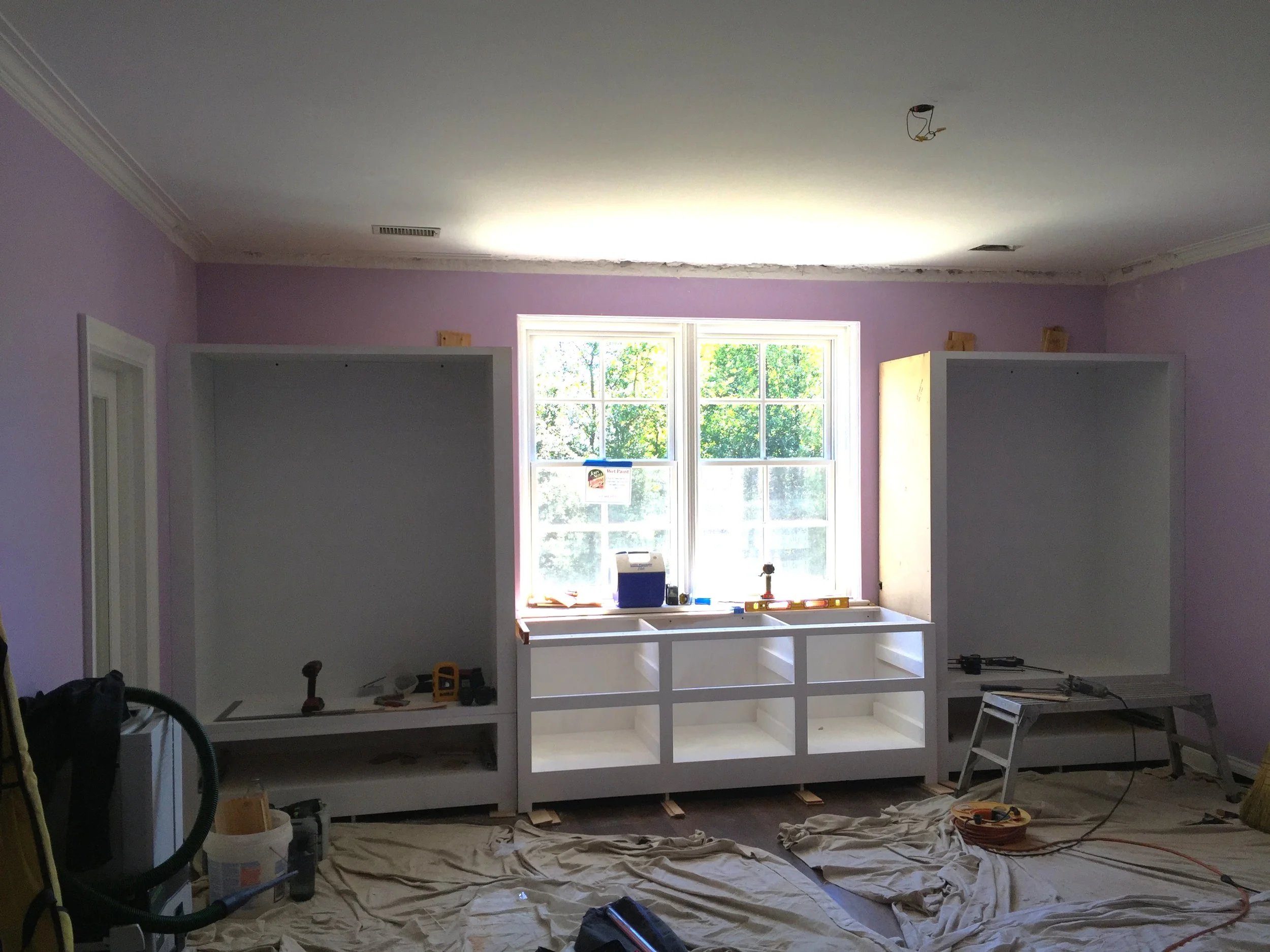  Middle units installed, along with the center drawer unit. 