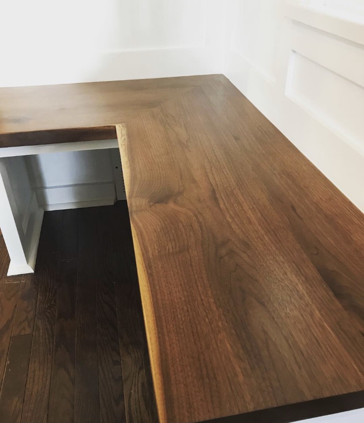  The client didn’t want a live-edge on the benches, but I was able to incorporate the lighter sapwood of the black walnut to create some visual interest. 