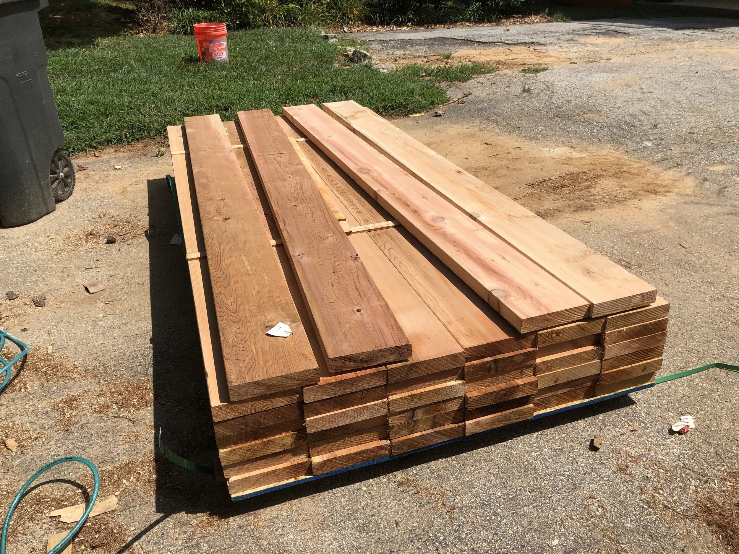  A job came to me to create an outdoor pergola that was designed by Hess Landscape Architects. I ordered these western red cedar boards to fabricate the project.  