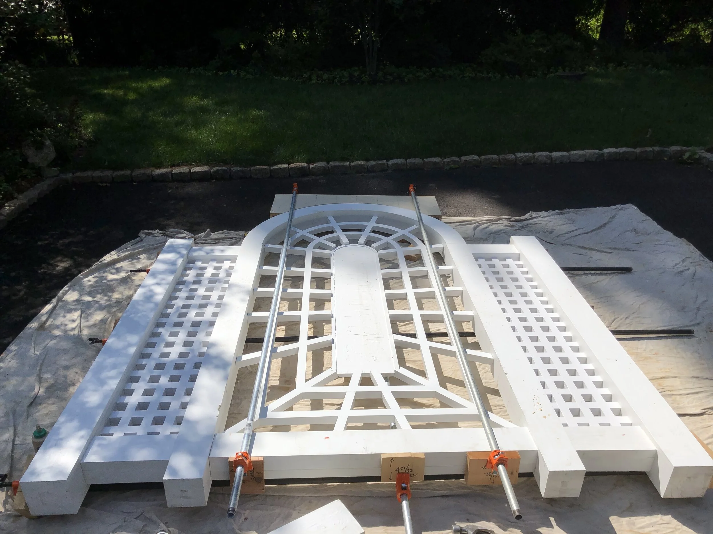  After fabricating the other parts and painting everything, I hauled it to the site and laid it out for final assembly. 