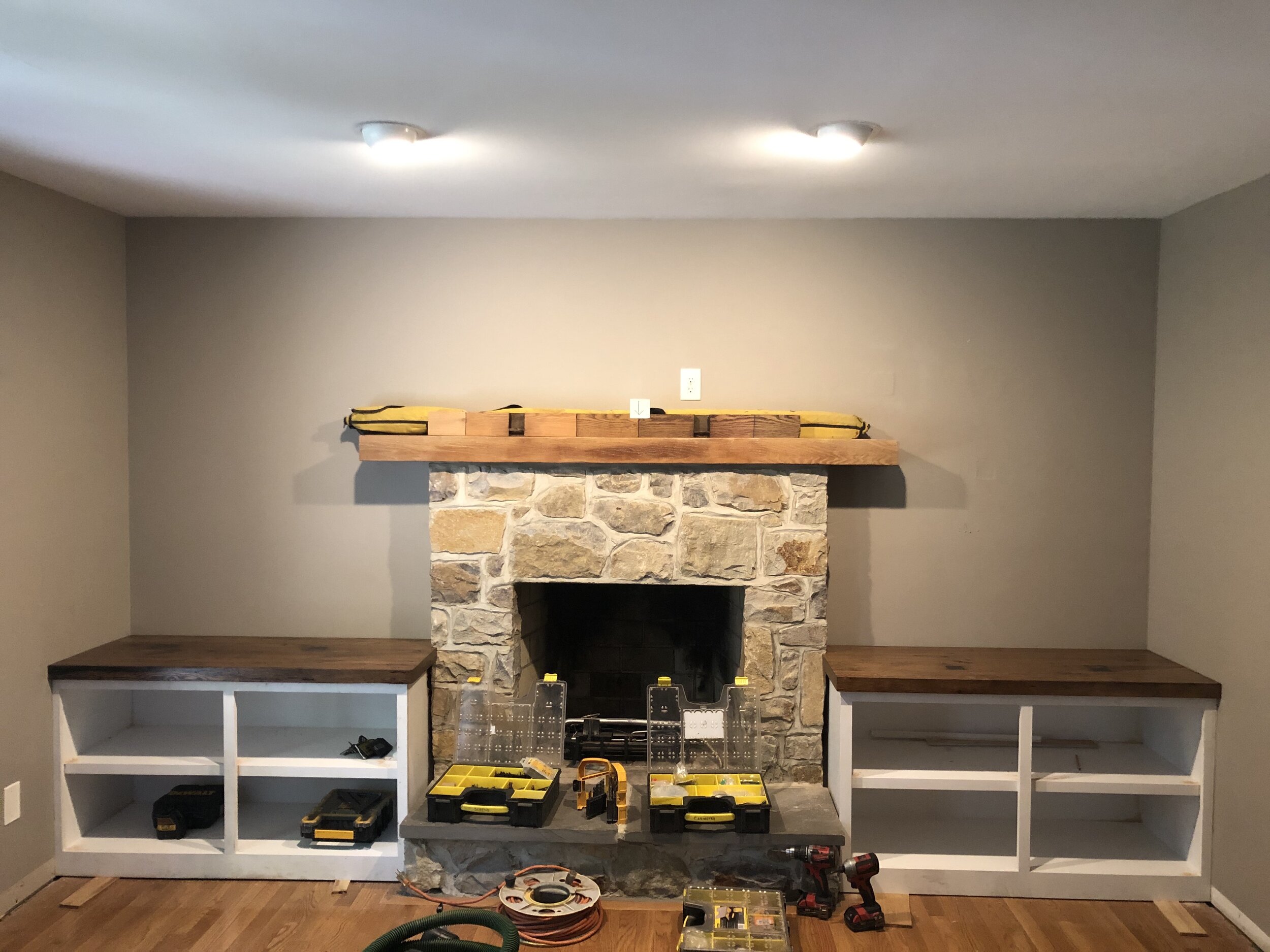  Here the lower cabinets and countertops have been fit and installed.  