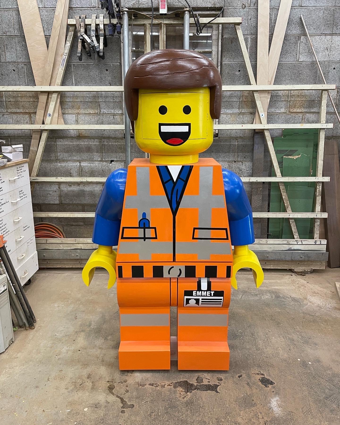  And that’s how I ended up building a giant Emmet Brickowski from The LEGO Movie.  This Emmet is over 36 times larger than the actual figure. 