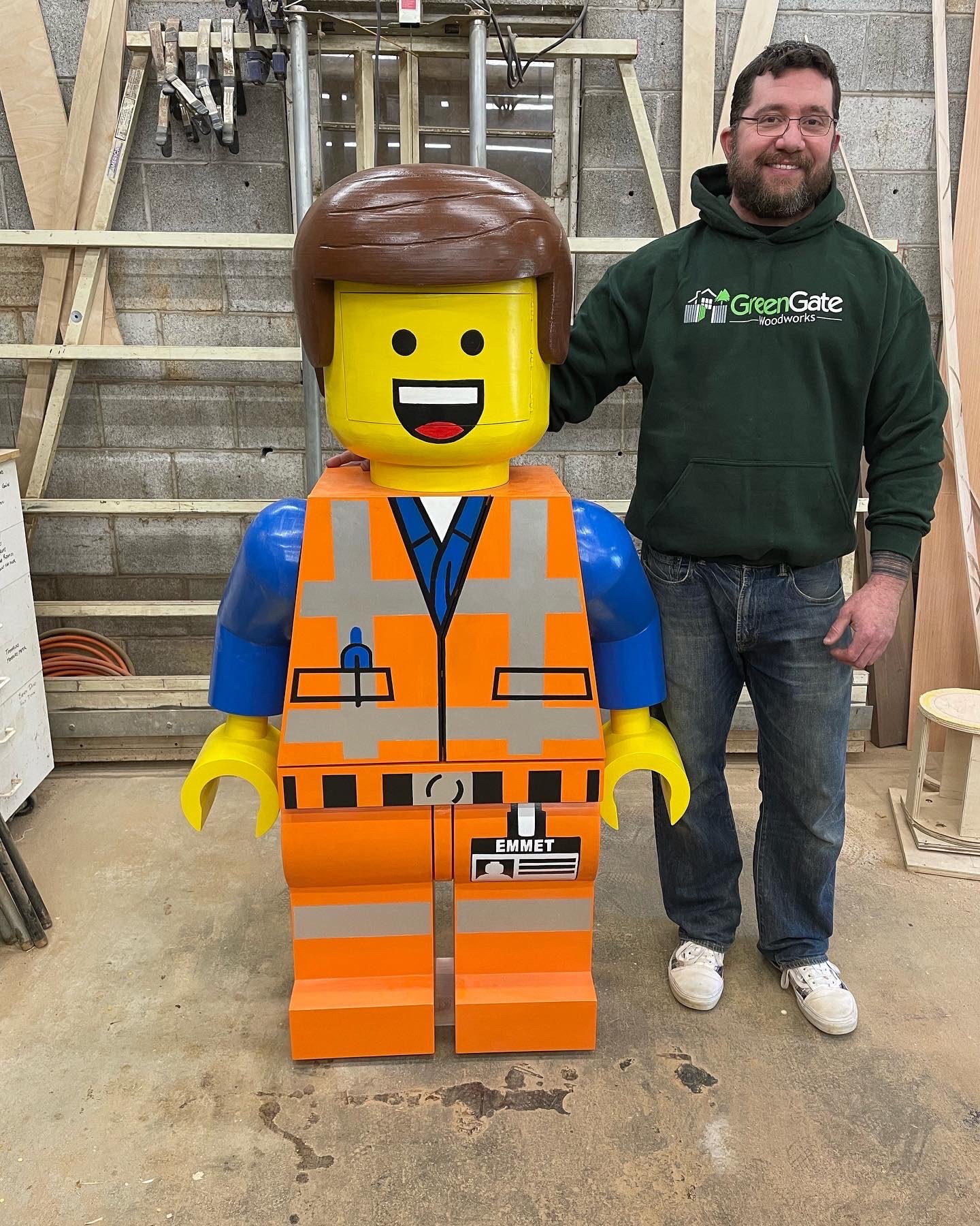  All said and done, Emmet stands a little over 60” tall as shown here with me for scale.  