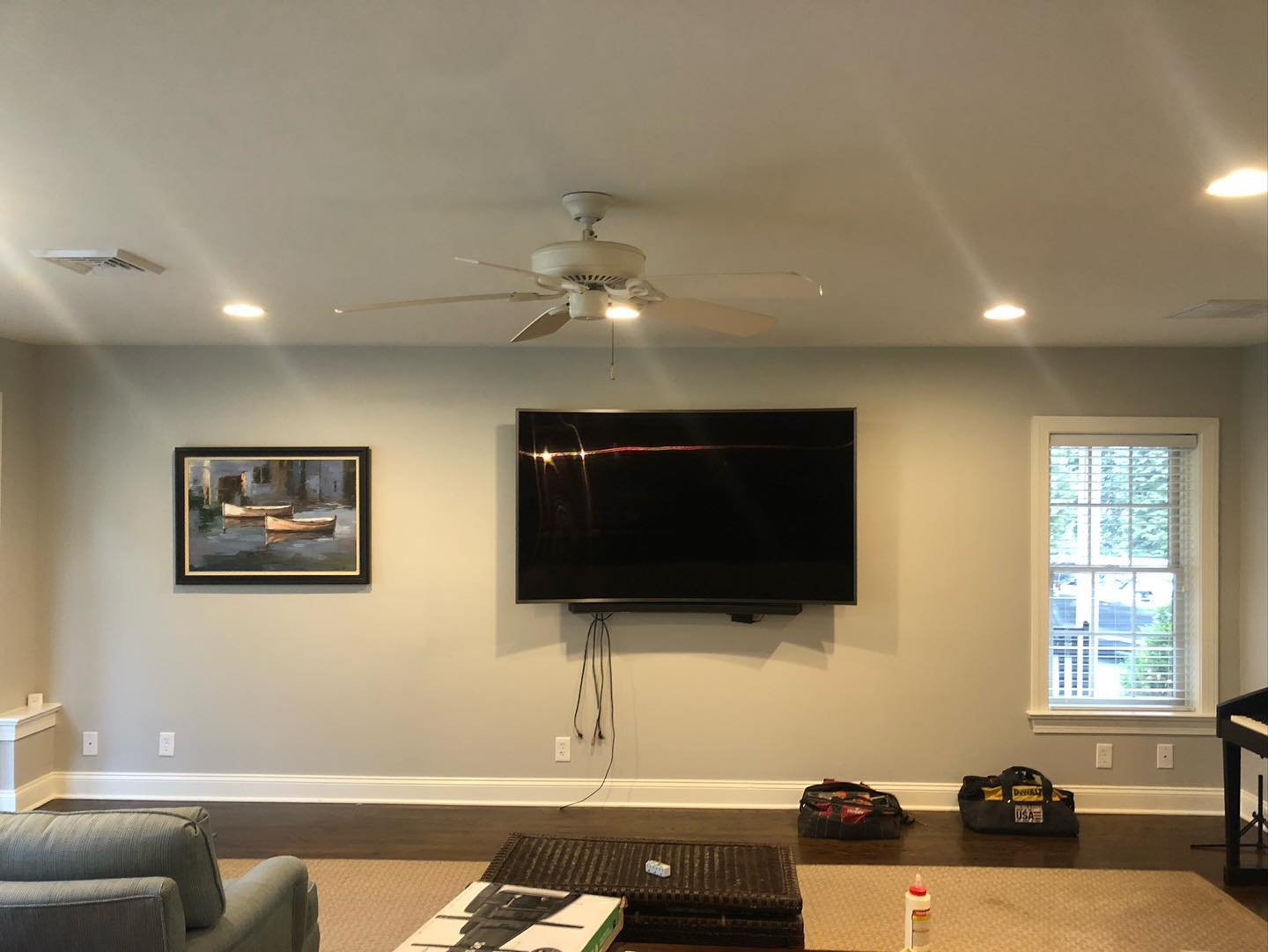  Often times when creating built-ins, I’ll fill an entire wall, but in this case the client wanted to do only a section of their living room wall to act as a focal point, while providing a nice spot for their TV and additional storage.  