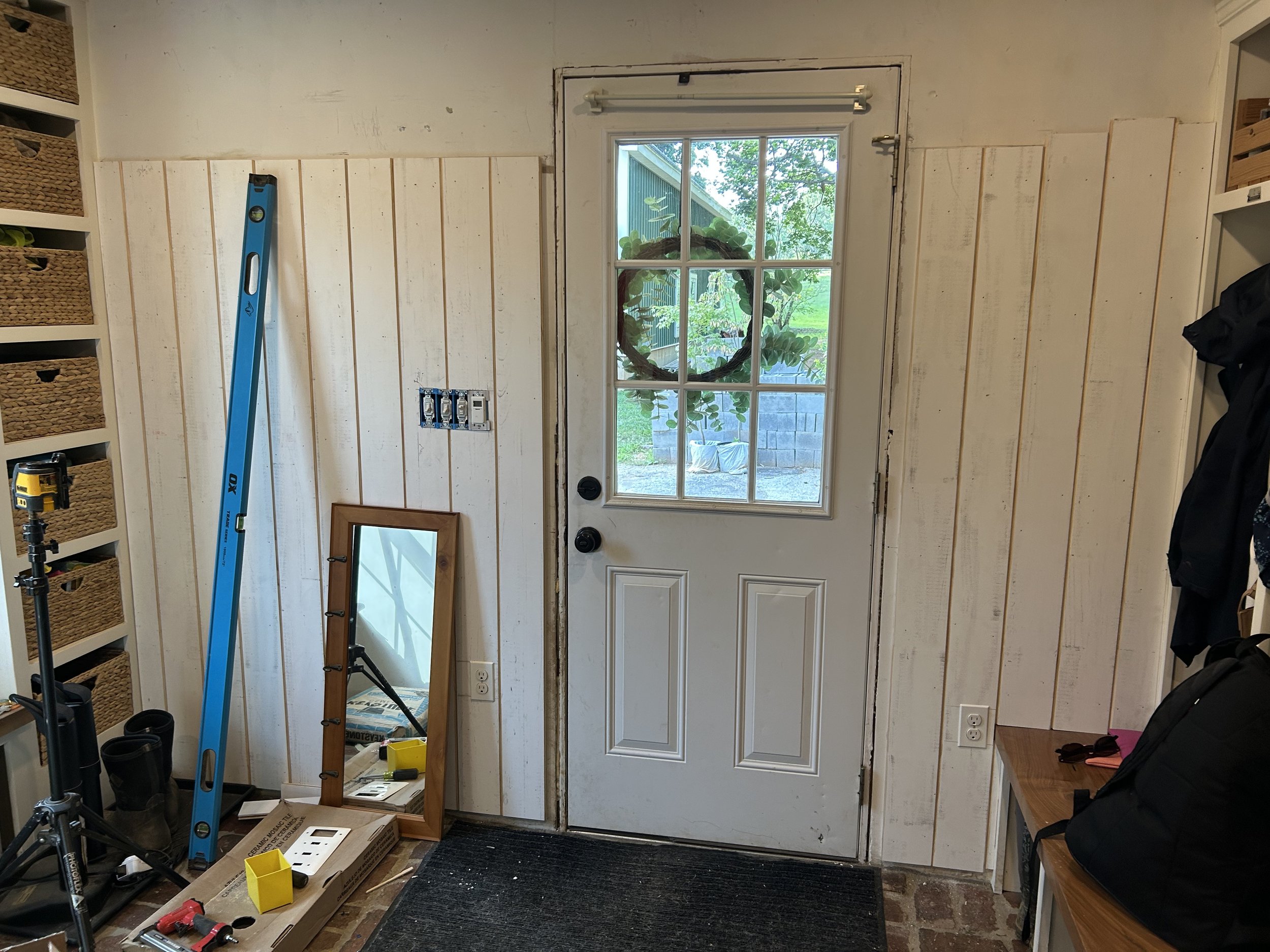  Wainscoting was extended around the entirety of the room.  