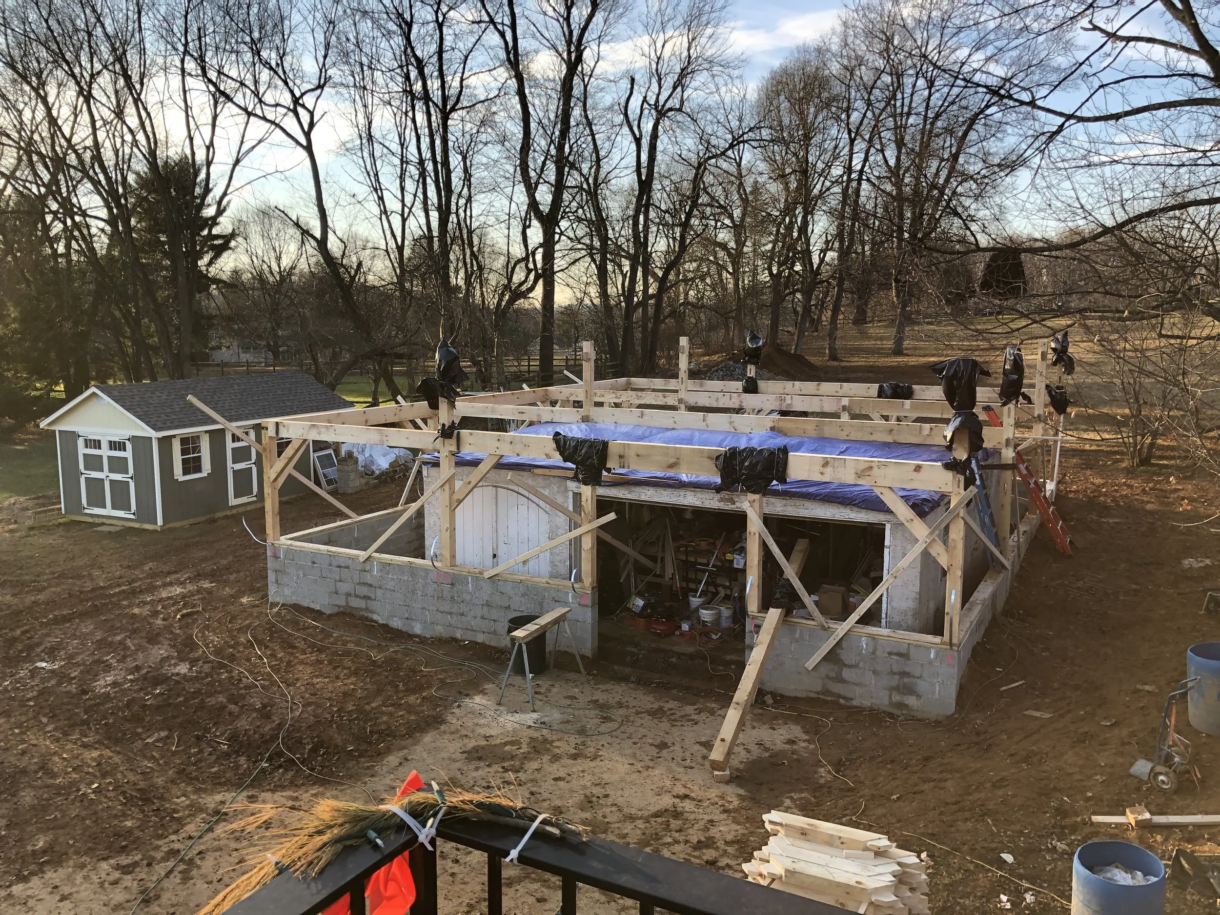  First floor timber framing complete.  