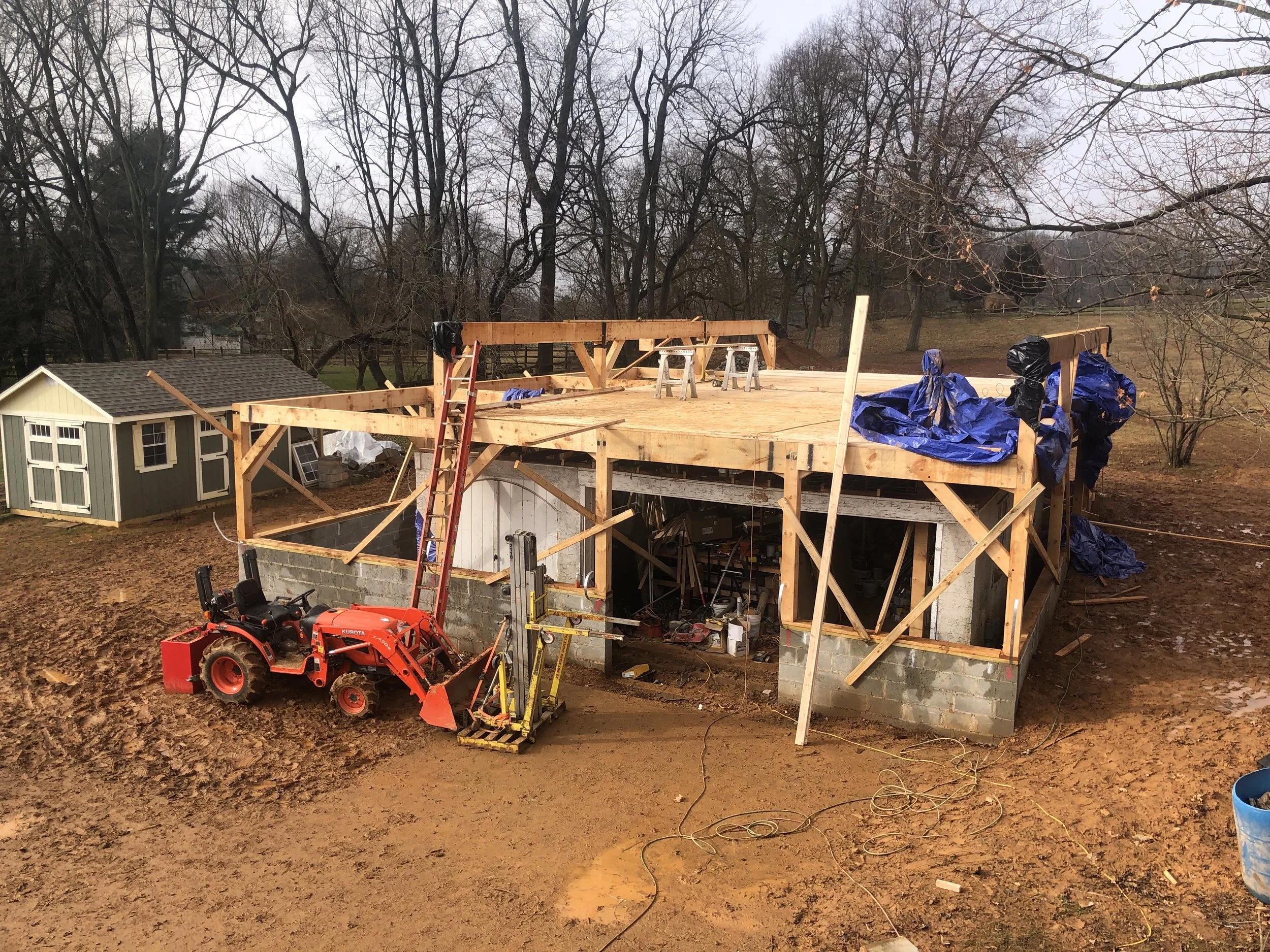  Next up we installed the second floor deck and began to frame the knee walls.  