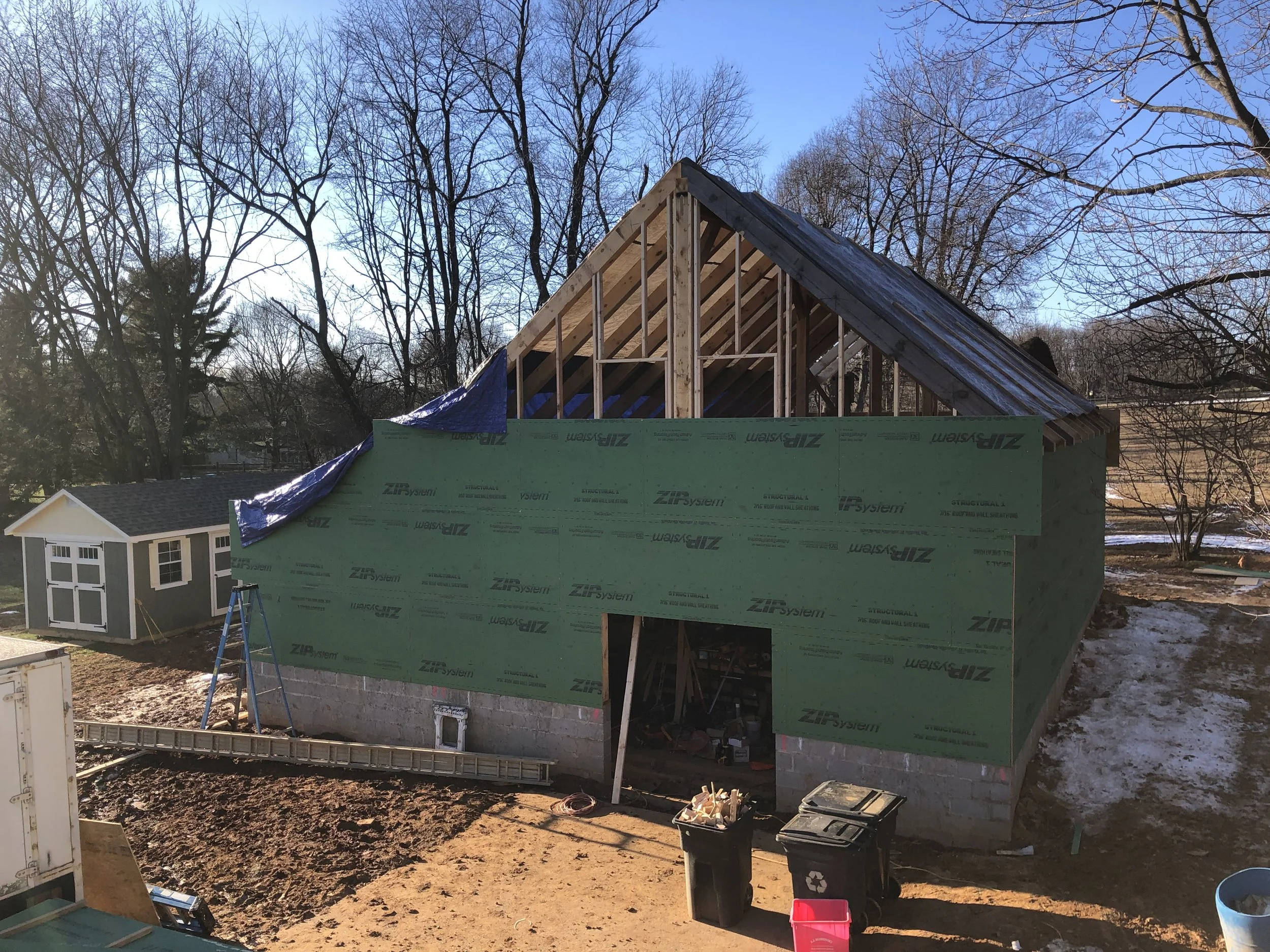  Next up we installed the second floor in-fill framing and then started on the sheathing.  