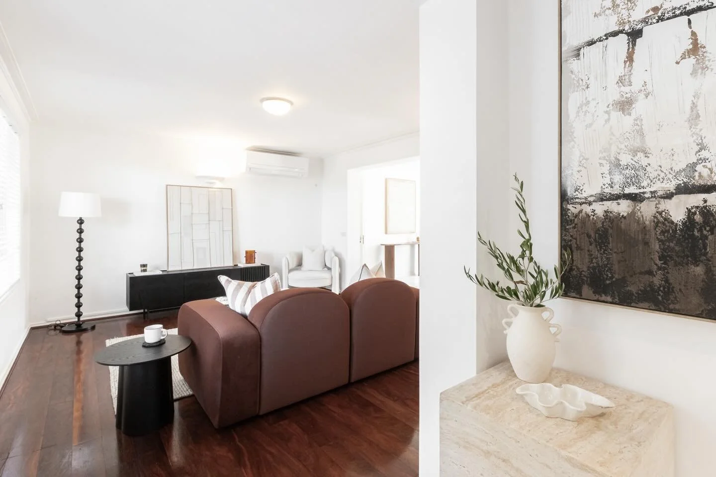 Soft tones. Strong impact.

This one was all about creating a feeling&hellip;
Warm, grounded, and effortlessly inviting 🤍

From the rich timber floors to the layered neutrals and subtle chocolate accents, every space was designed to feel calm, cohes