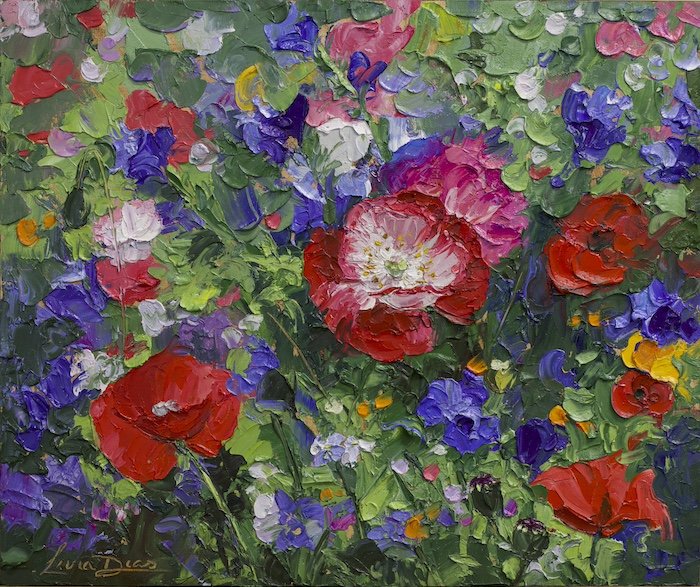 Wildflowers Dance: Vibrant Palette Knife Oil Painting Inspired by