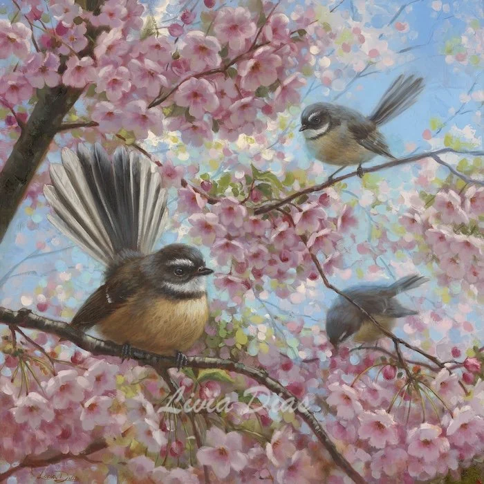 Livia Dias – Piwakawaka and cherry blossom sm-res.jpg