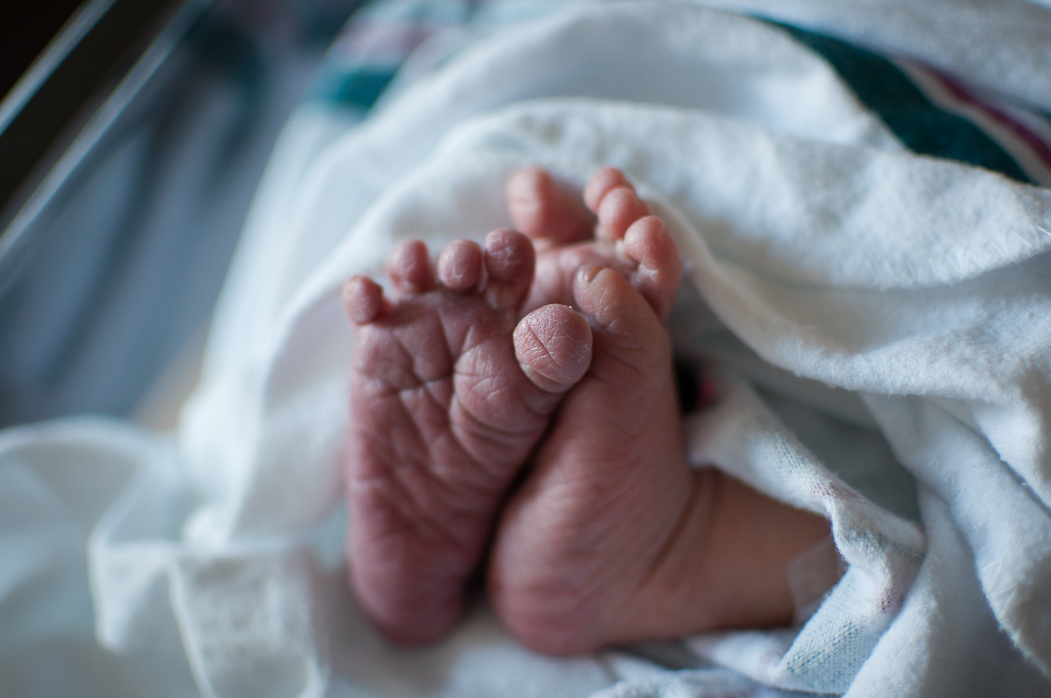 Fresh 48 newborn wrinkled feet at Pekin Memorial Hospital