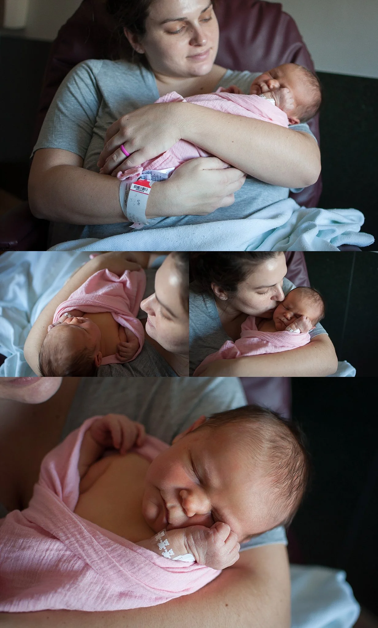 New mother Sara holds her newborn baby girl for a Fresh 48 session at Pekin Memorial Hospital in Pekin, IL.