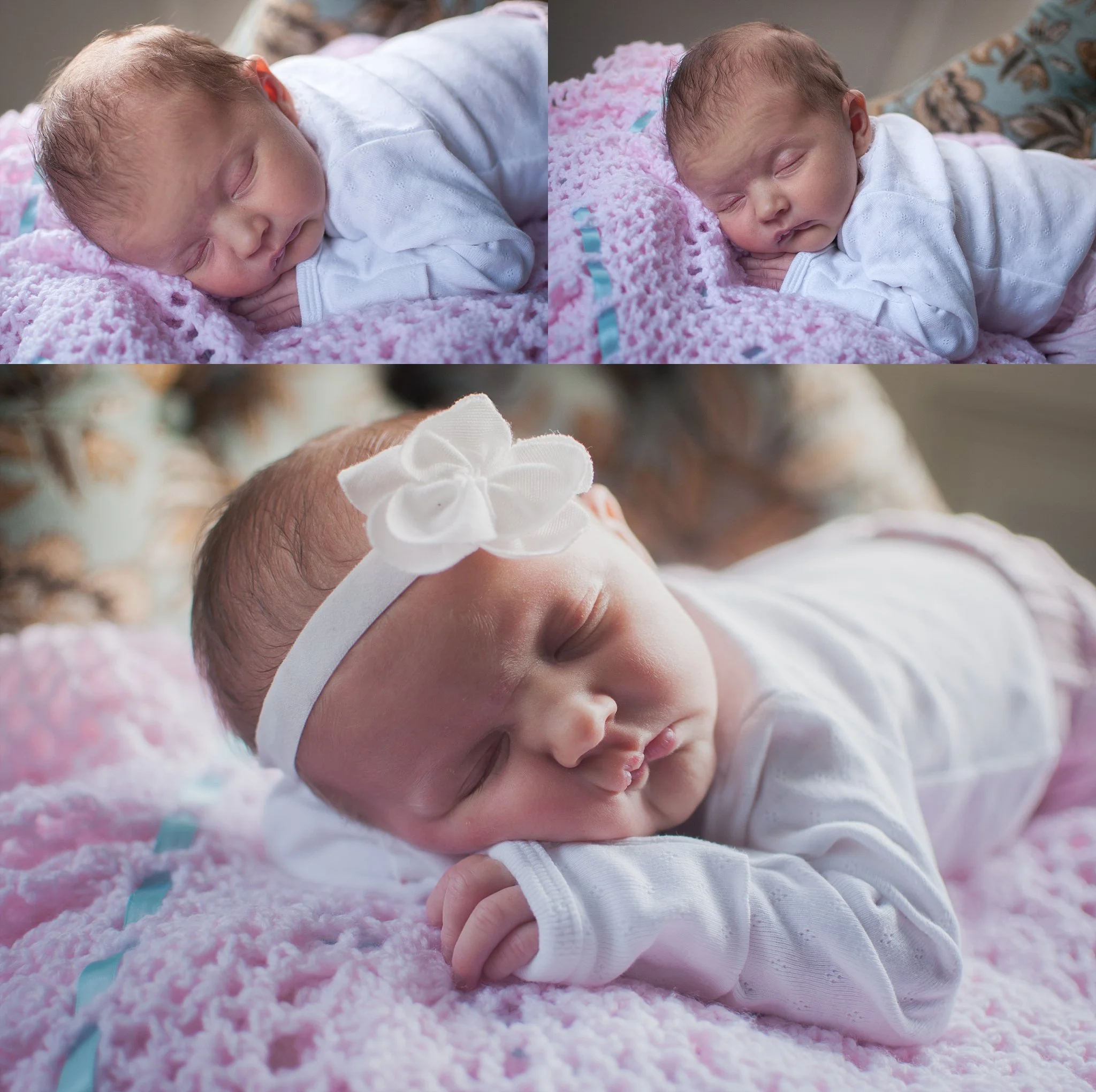 Newborn sleeps on chair.