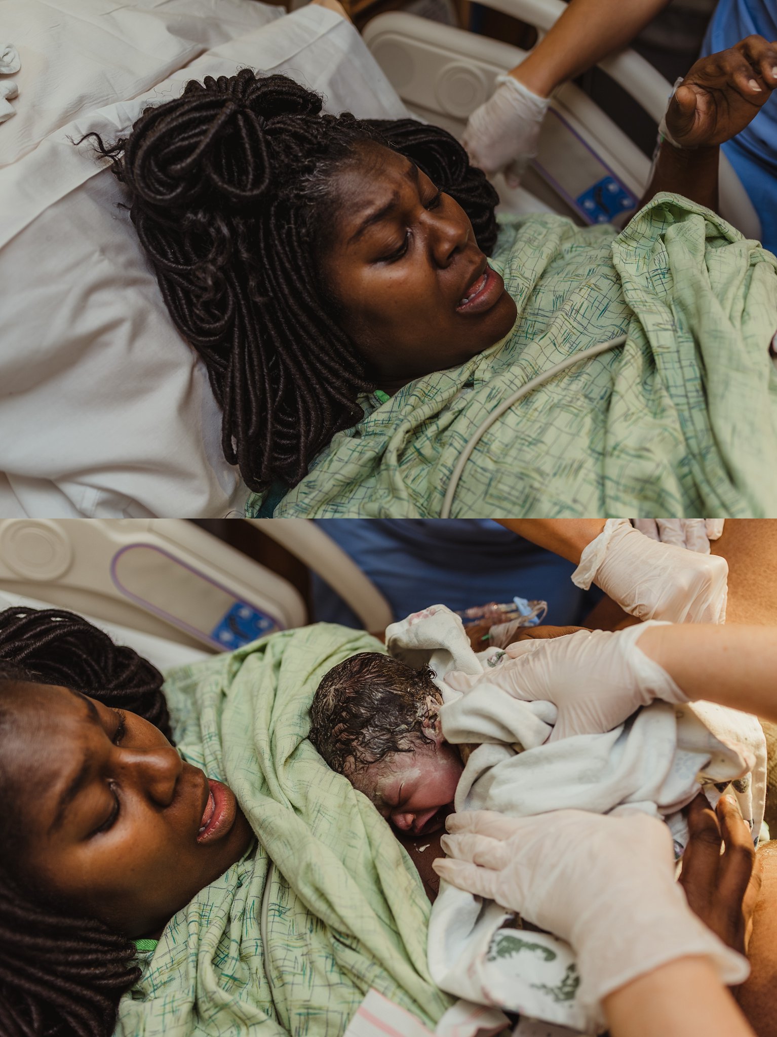 Baby boy is vaginally delivered by Dr Bochanitin and a resident.