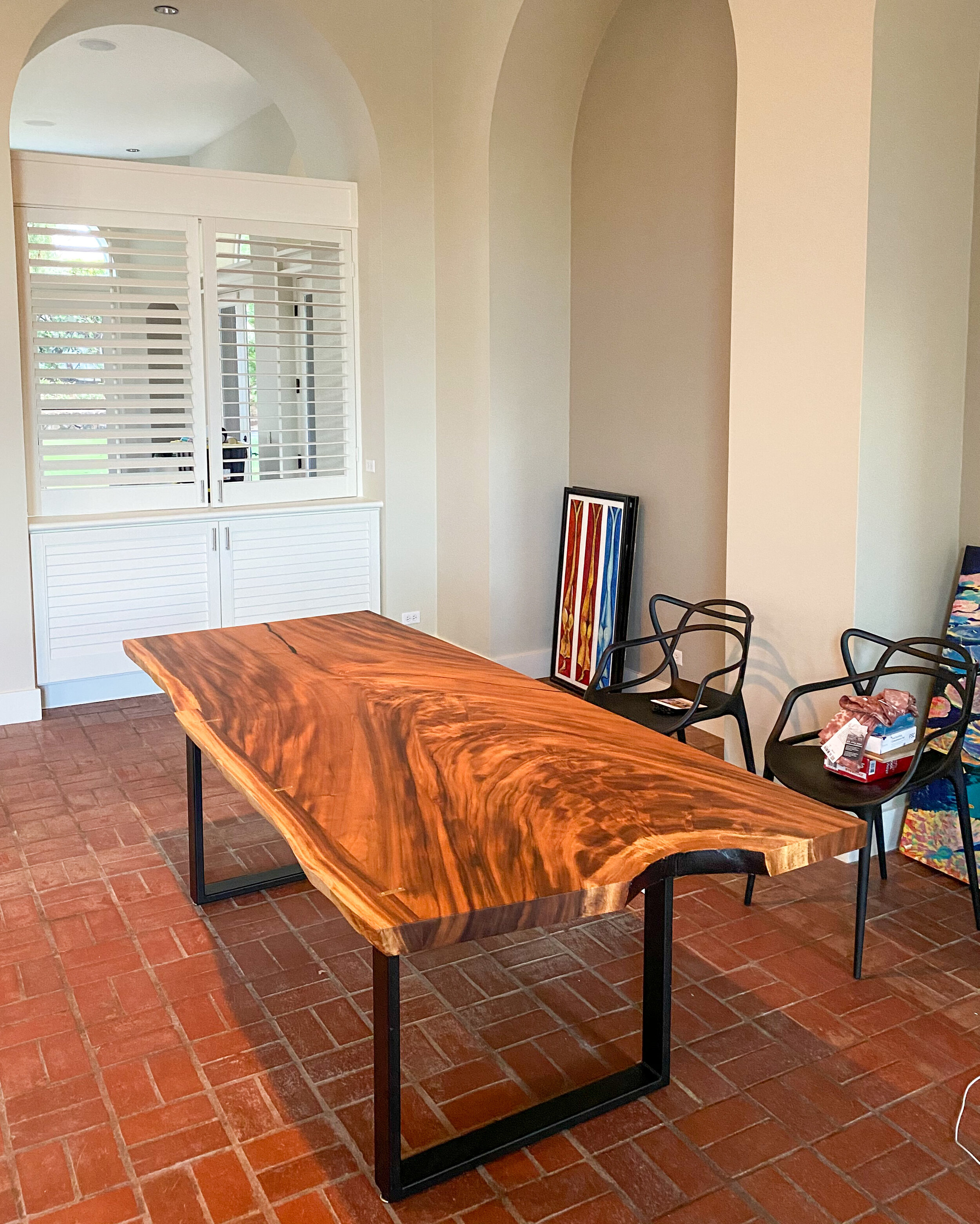 Monkeypod slab dining table