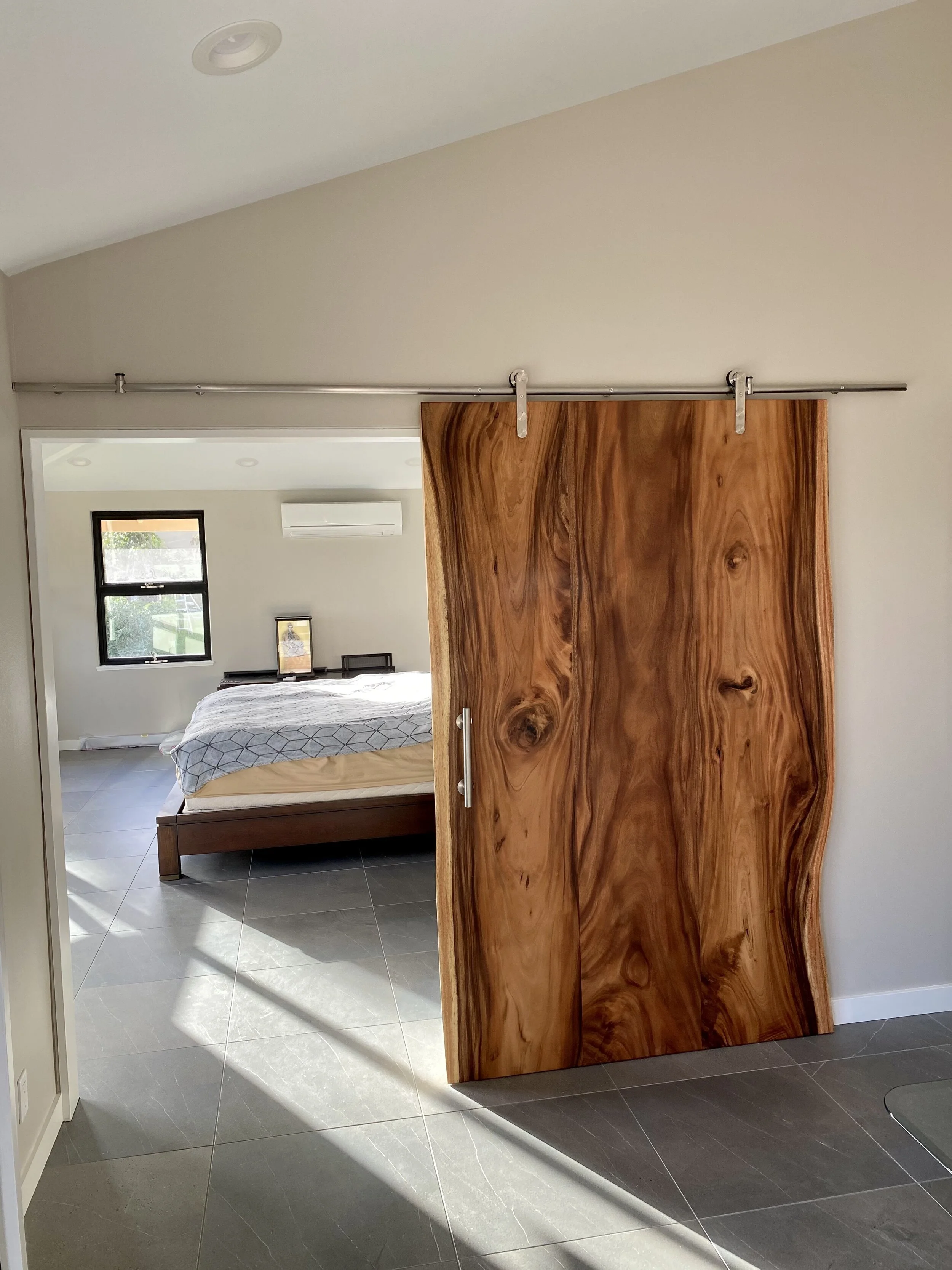 Monkeypod slab barn door