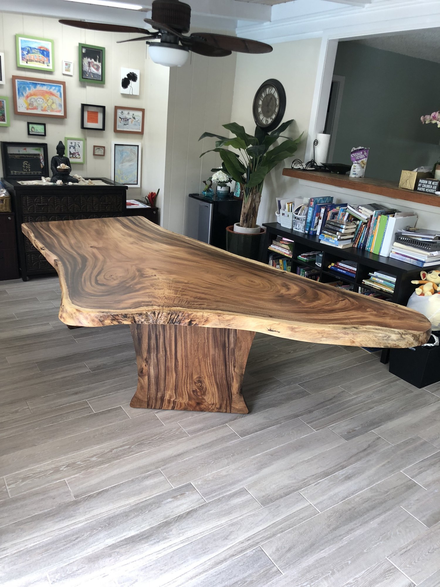 Single slab monkeypod dining table