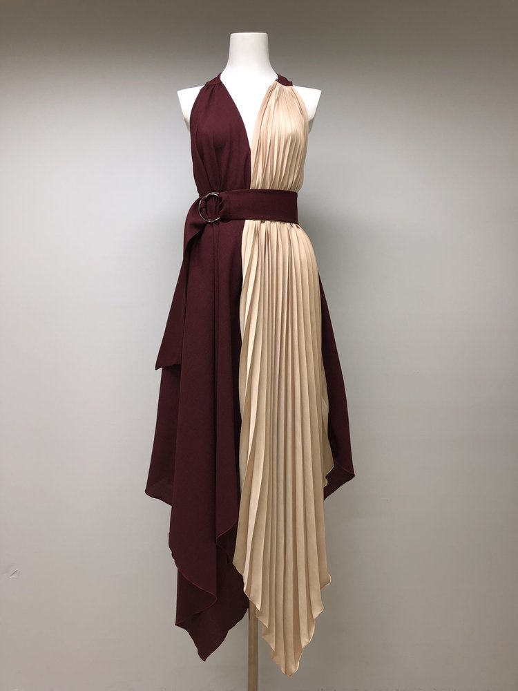 burgundy and nude dress Burgundy Lace Satin Maxi Dress – self-portrait-US