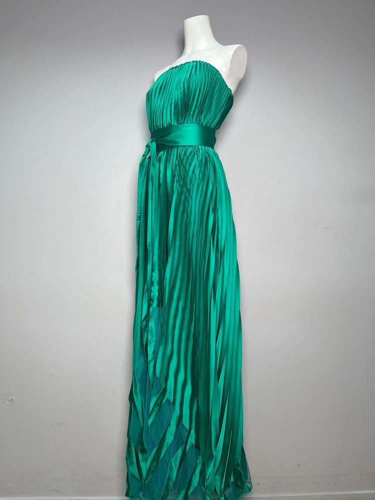 tube dress green Lauren Green Strapless Mini Dress - US 14