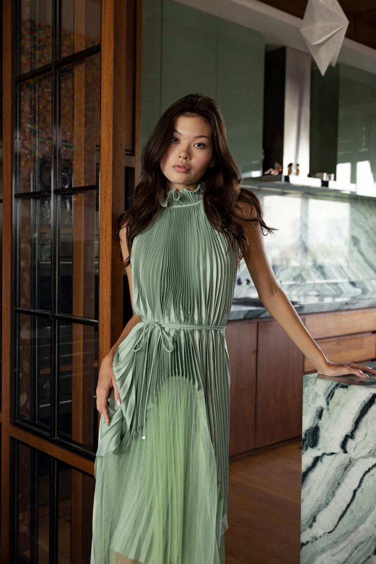 Feather Tulle Set (Top & Skirt) - Sage Green (Pre Order 7 - 10 days)   Kemissara