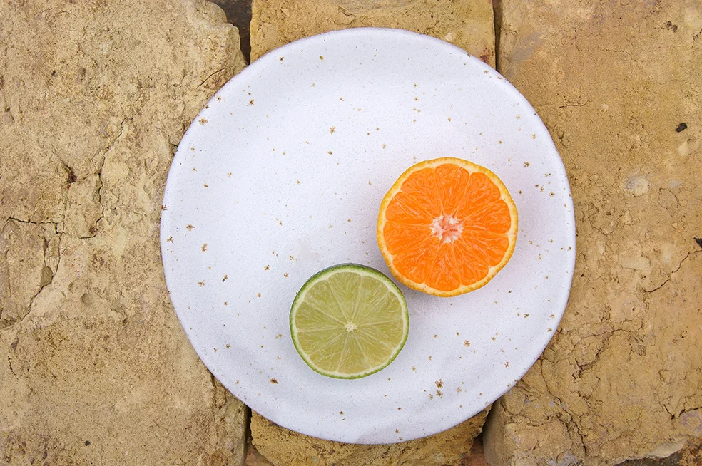 Dessert plate / rustic white speckled