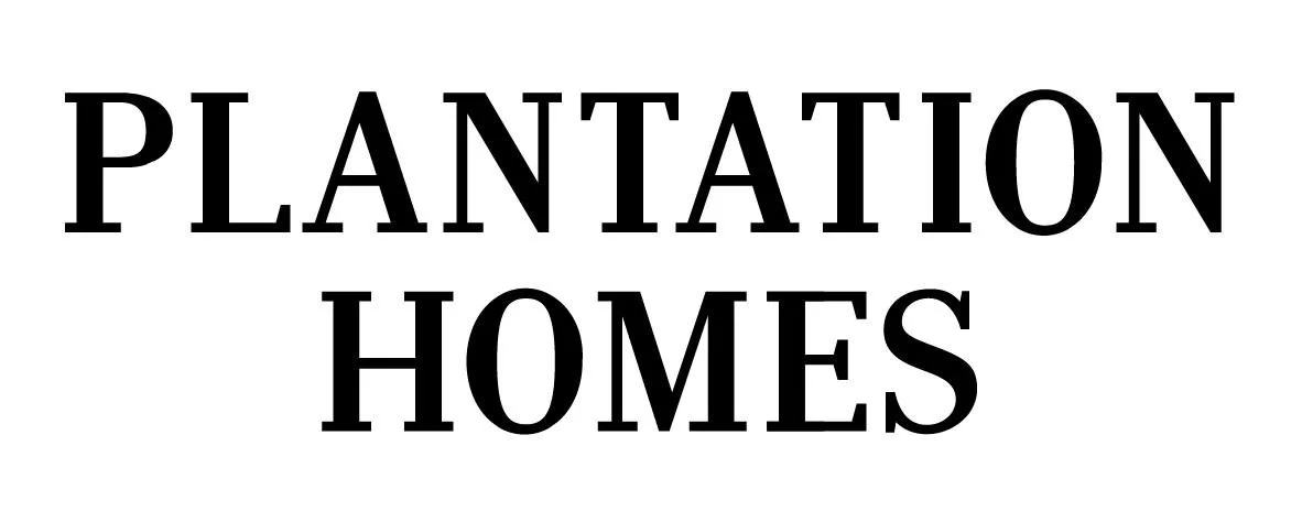 Text saying 'Plantation Homes' in black, bold letters on a white background.