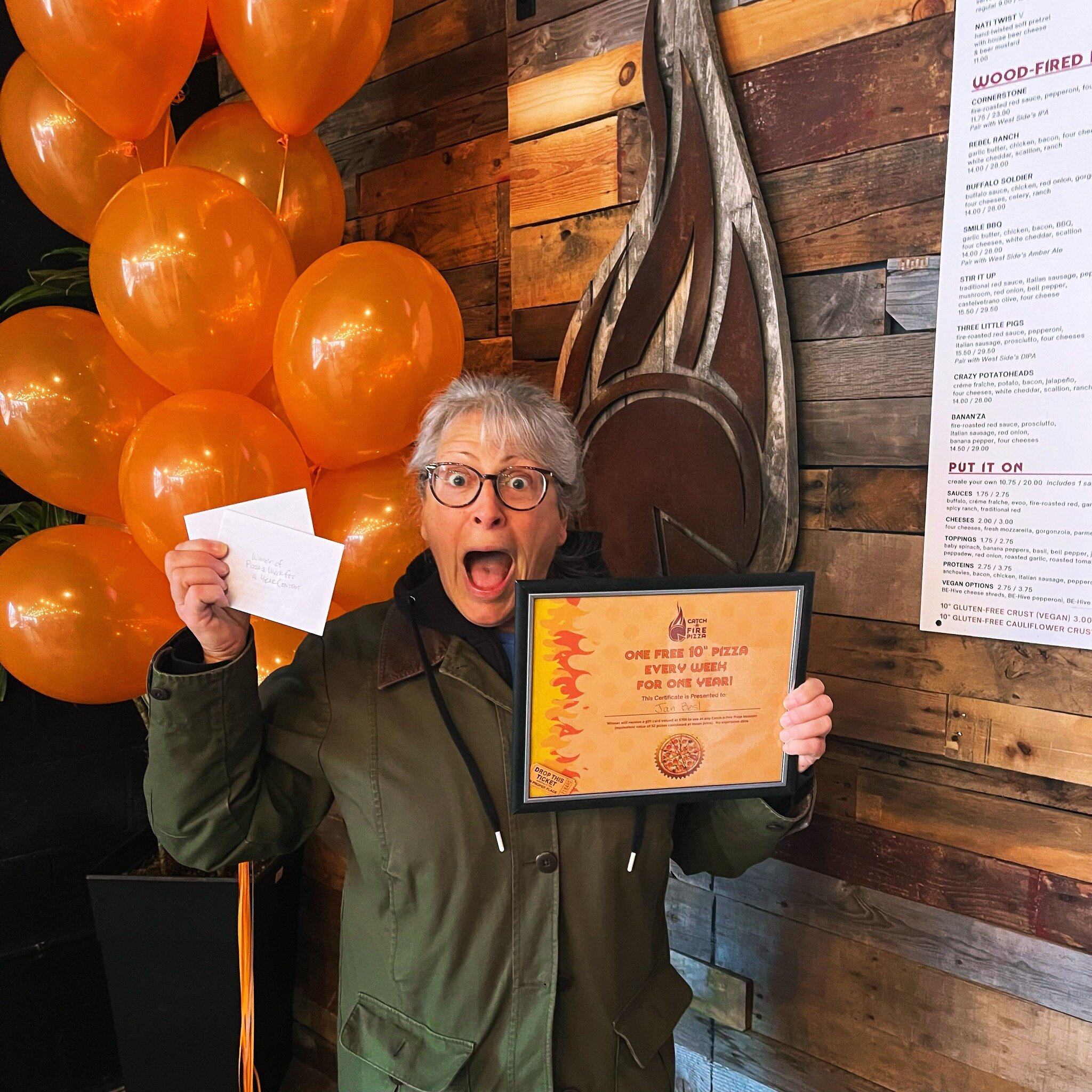 WINNER WINNER - PIZZA DINNER! Lucky Jan Besl was our Grand Opening Prize winner yesterday @westsidebrewing and she&rsquo;s going to be enjoying a free pizza every week for one year! We had an amazing time yesterday and A BIG THANKS to everyone who ca