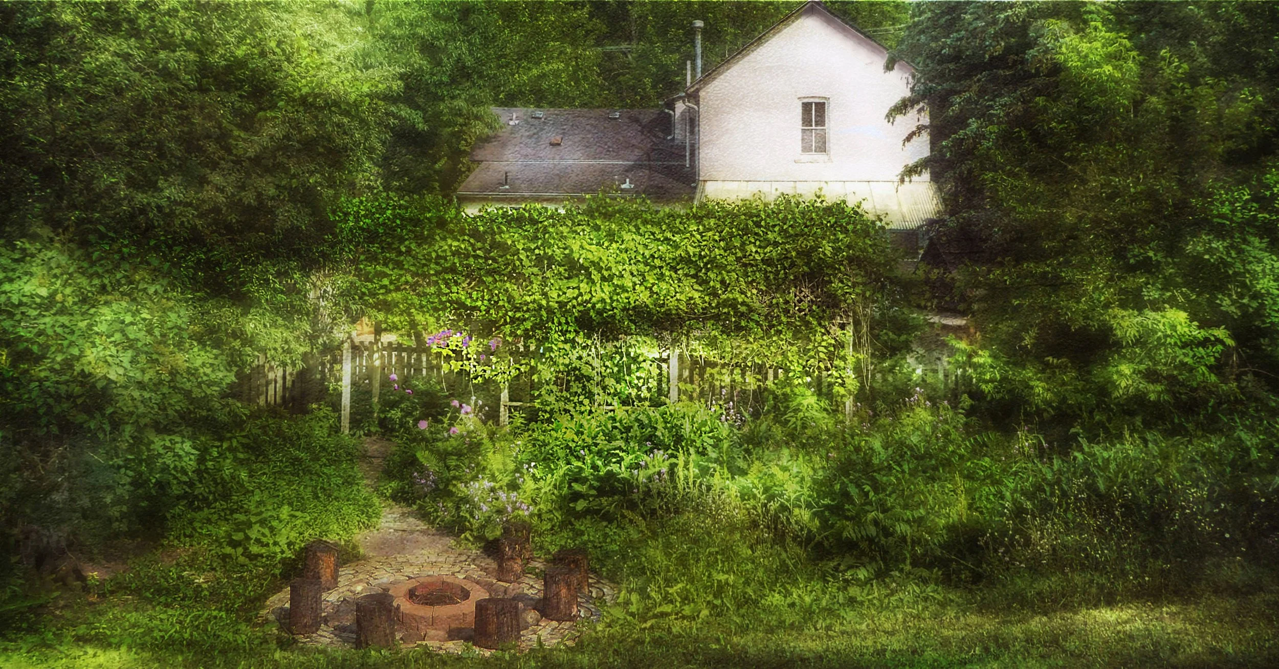 House and Garden in Spring