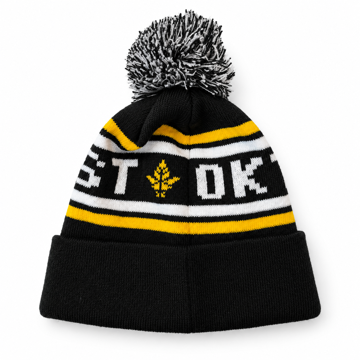 Black, white, and yellow knit beanie.png