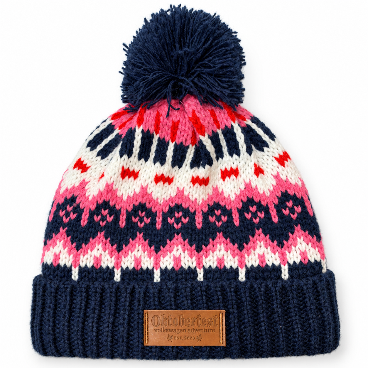 Navy patterned Oktoberfest bobble hat.png