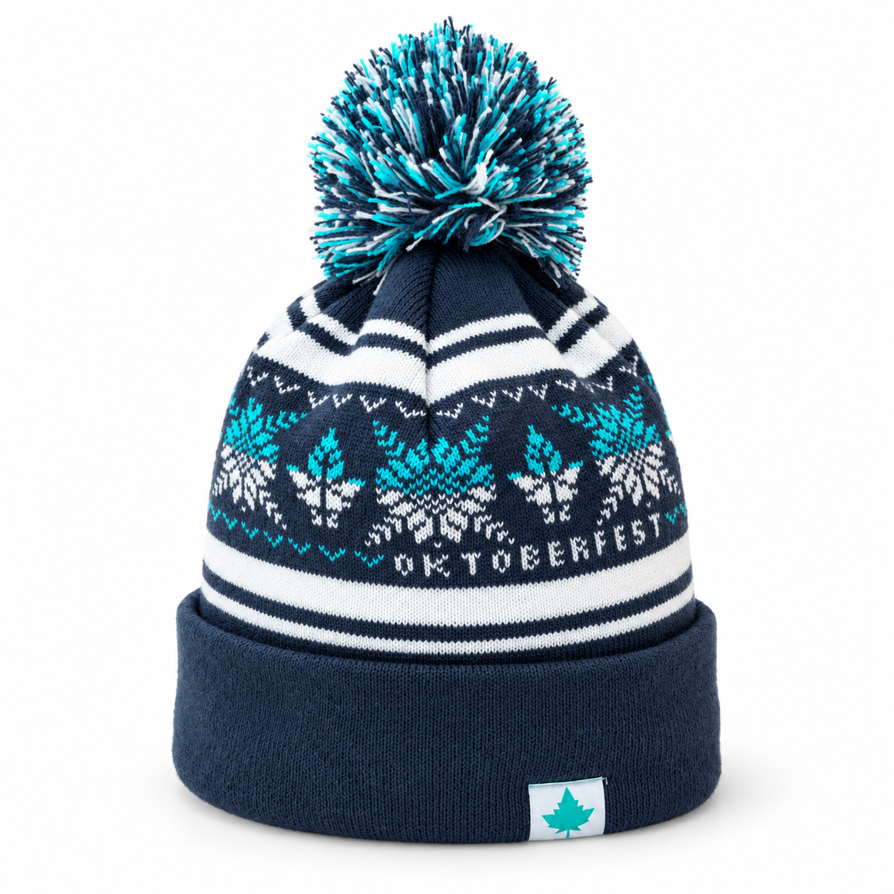 Navy Oktoberfest Snowflake Bobble Hat.png