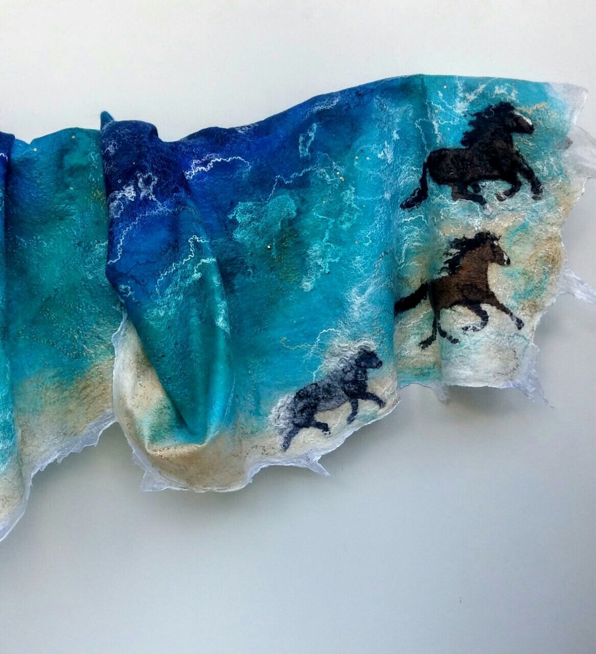 Silk and Sea Designs - Felted Scarf with Trio of Horses.jpeg