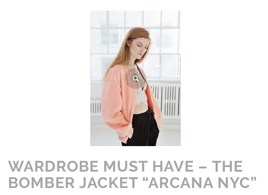 "Whether you’re wearing an off the shoulder top or high waist skirt, the finishing touch for those autumn afternoons is the bomber jacket from Arcana NYC ." By Ebony Stemmons