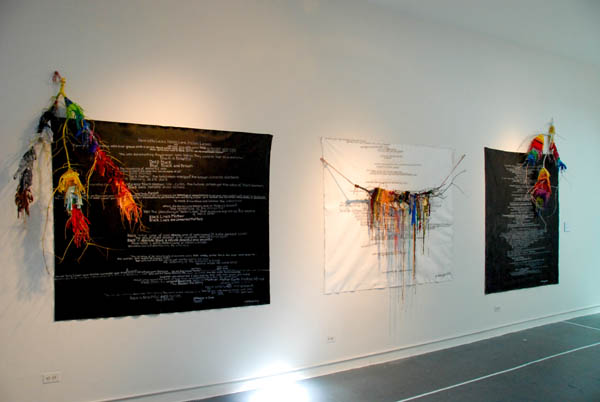 Hennie Made Life Come Alive , Woven Fabric on Branches and Canvas Installation