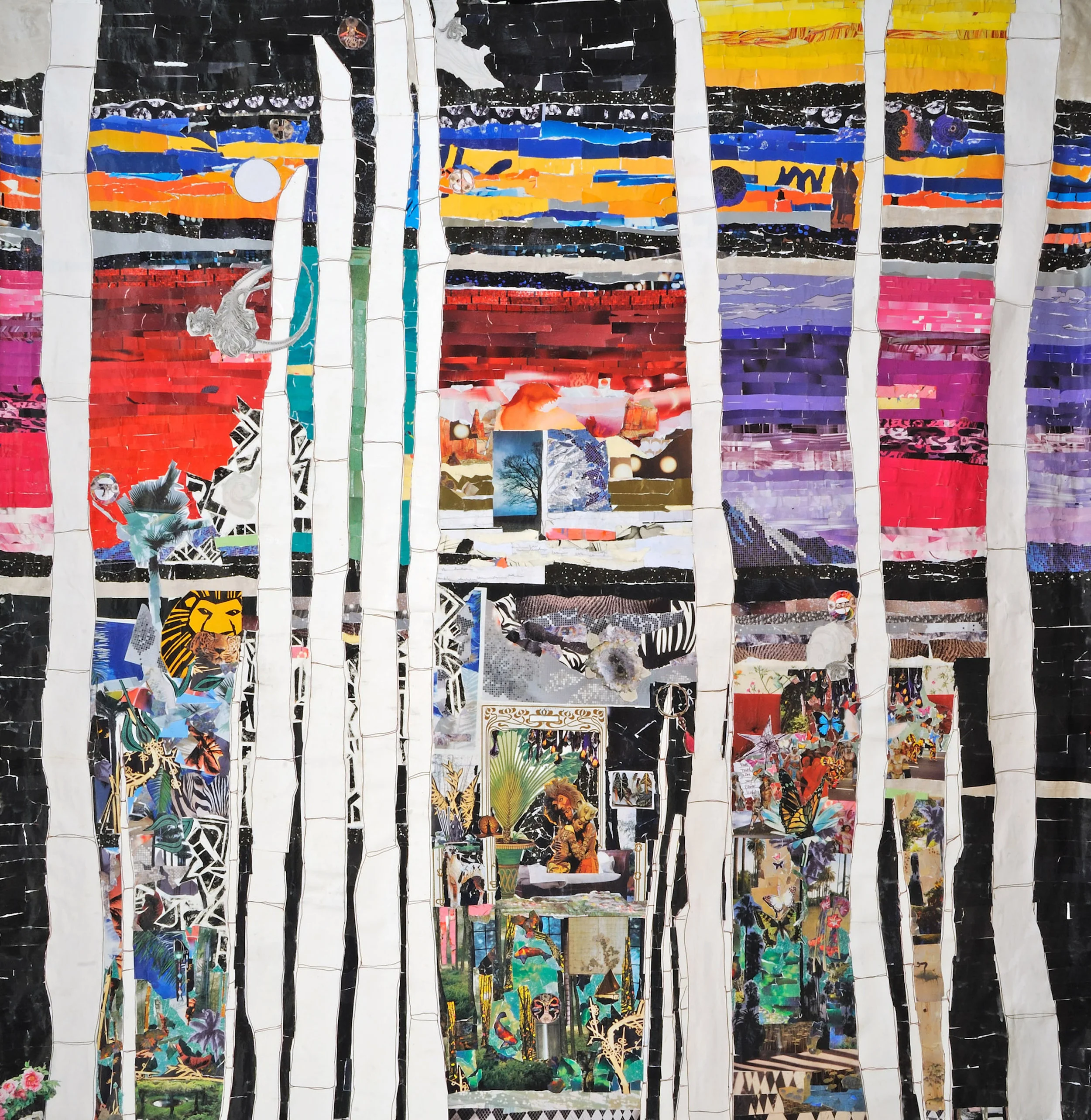 Interdimensional Realms I, Paper Collage on Canvas, 72 x 72 in., 2017 Prices available upon request.