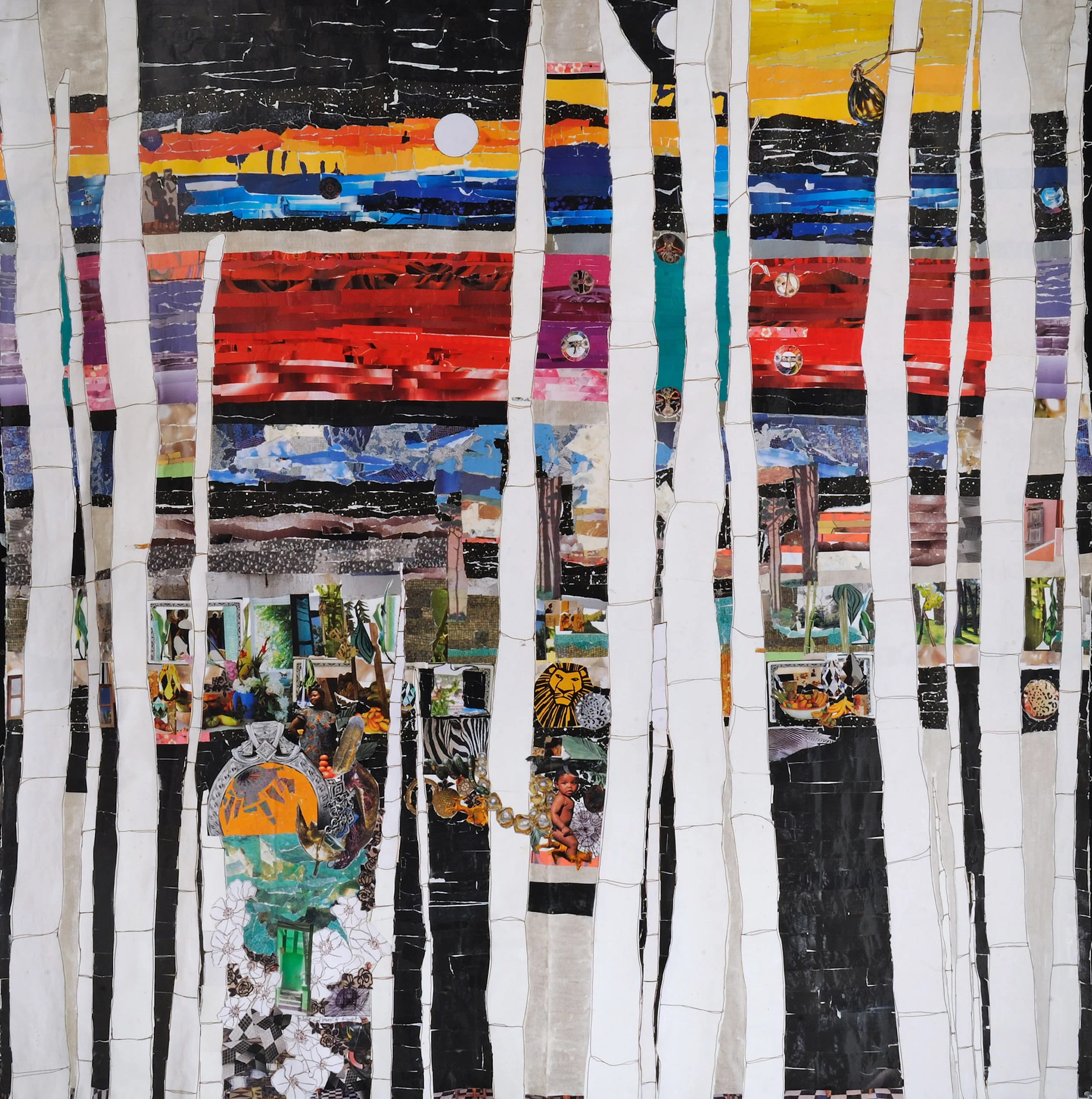 Interdimensional Realms II, Paper Collage on Canvas, 72 x 72 in., 2017 Prices available upon request.