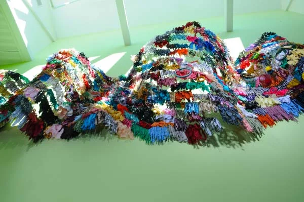 Beyond the Visual Rainbow, Commissioned Public Artwork, Detail, Mixed Media on Chicken Wire, 48 in. x 600 in, Deanwood Public Library, DC