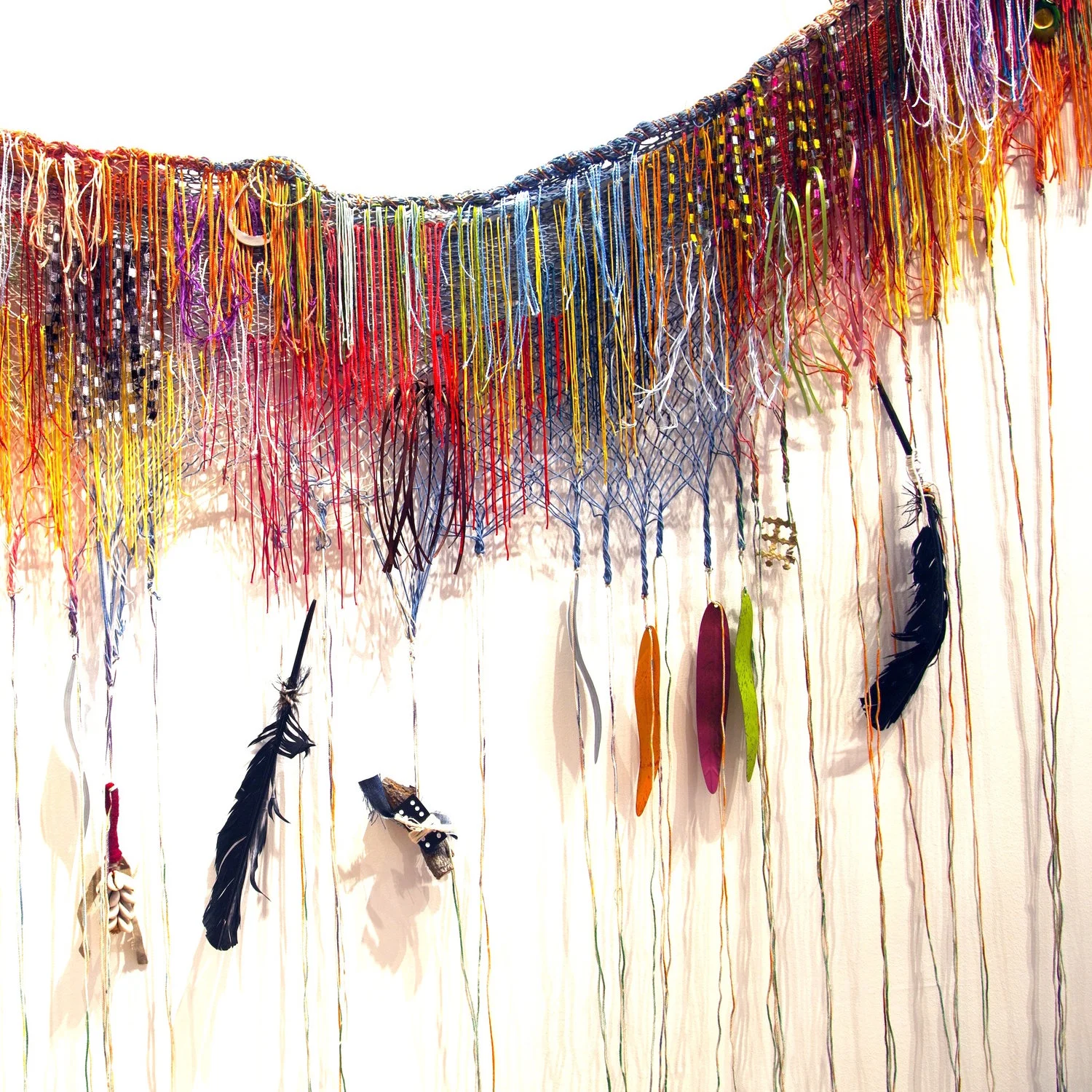 An Offering of Self, Mixed Media on Hammock, Detail, 100 x120 in.